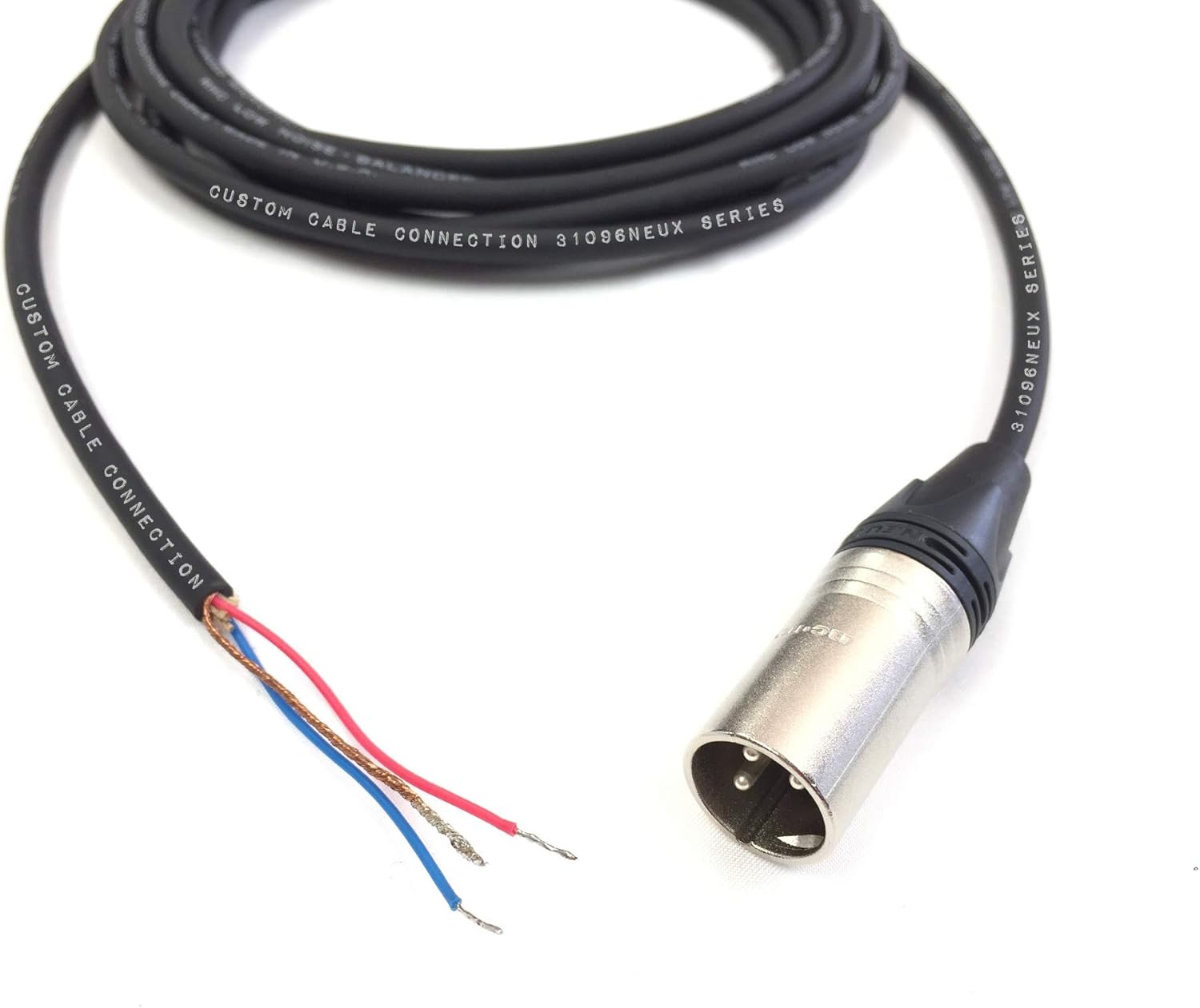 150 Foot Custom Cable Connection Pro-Audio Balanced Microphone with Neutrik NC3MXX XLR Male Connector to Blunt end Cable