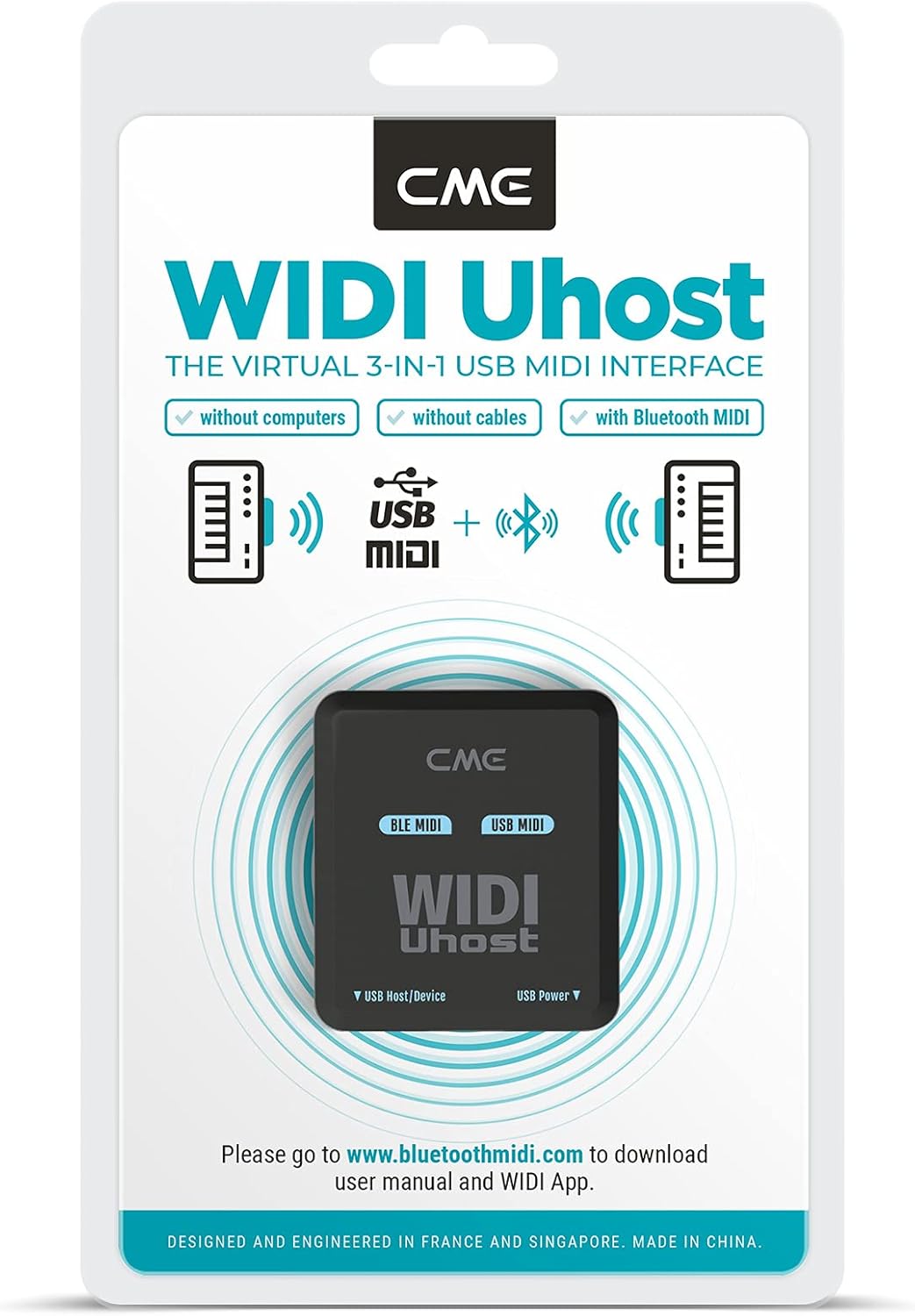CME WIDI Uhost – Bluetooth MIDI Interface & USB Host for Class-Compliant Instruments, Controllers & Keyboards – Works with Windows, Mac, iOS, Android, Linux, ChromeOS