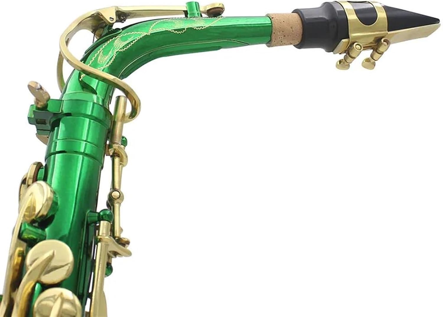 Eb Alto Green White Shell Carved Saxophone With Cloth Box Beautifully Carved Woodwind Musical Instrument