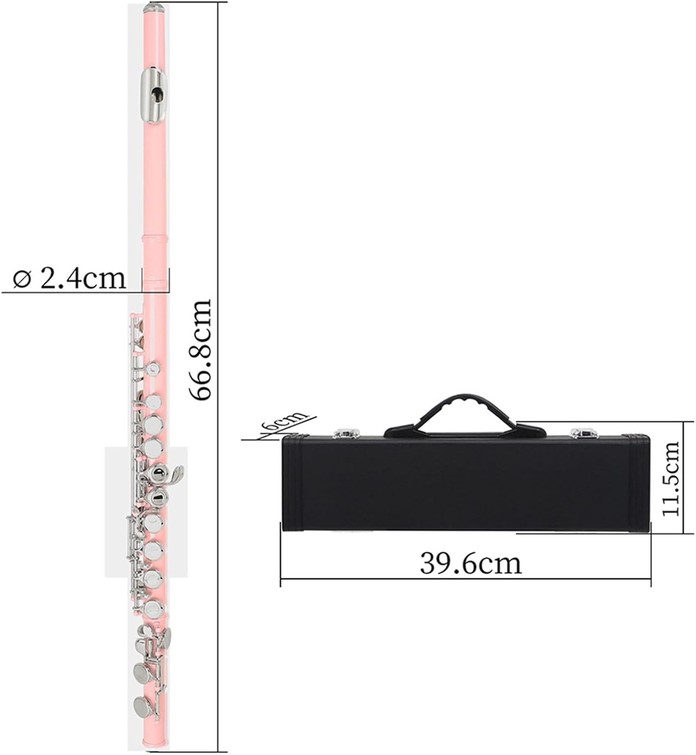 Flute Pink 16 Holes Flute with E Key Woodwind Instrument Closed Hole C Tone Nickel Silver Key Cupronickel Tube Flutes Musical Instruments