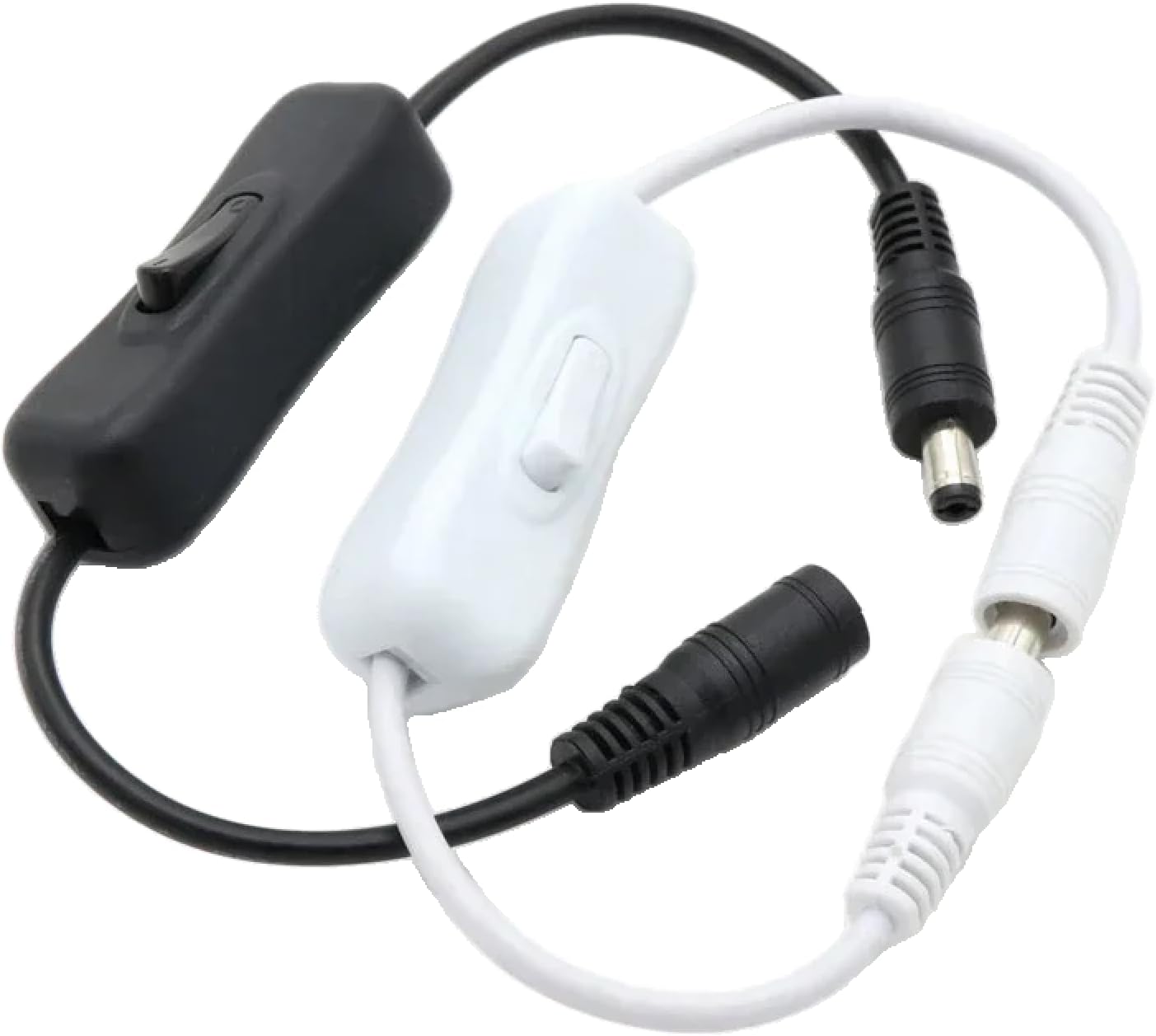 DC Power Cord with Switch, Male and Female Connectors, Black, LED Light Control Cable, 5V 12V 24V Compatible (Black 10PCS)