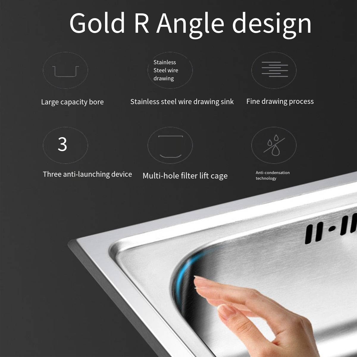 Wall Mount Kitchen Stainless Steel Sinks,Equipped with hot and cold faucets,Corner Wall Mount Bathroom Sink,Laundry Room Patio Outside Kitchen Garden Shop Emergency Sink (Cold/hot faucet)