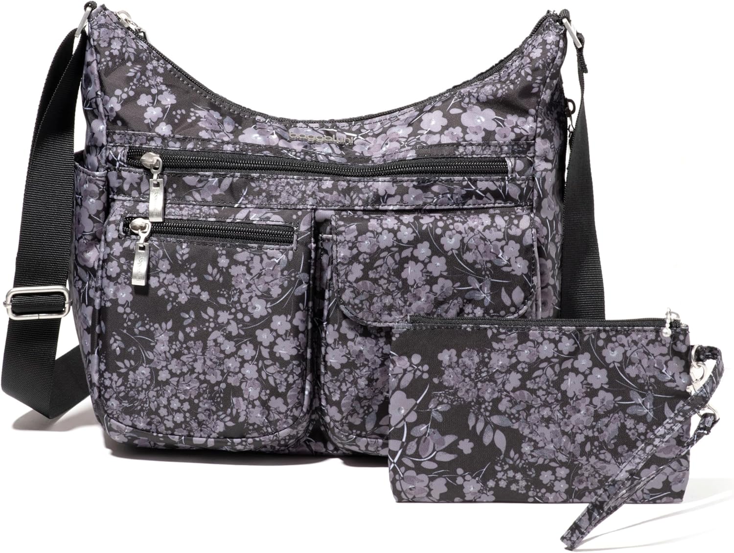 Baggallini womens Everywhere Bagg Crossbody Women 11x9 Lightweight Nylon Hobo Water-resistant Travel Bag W/Rfid