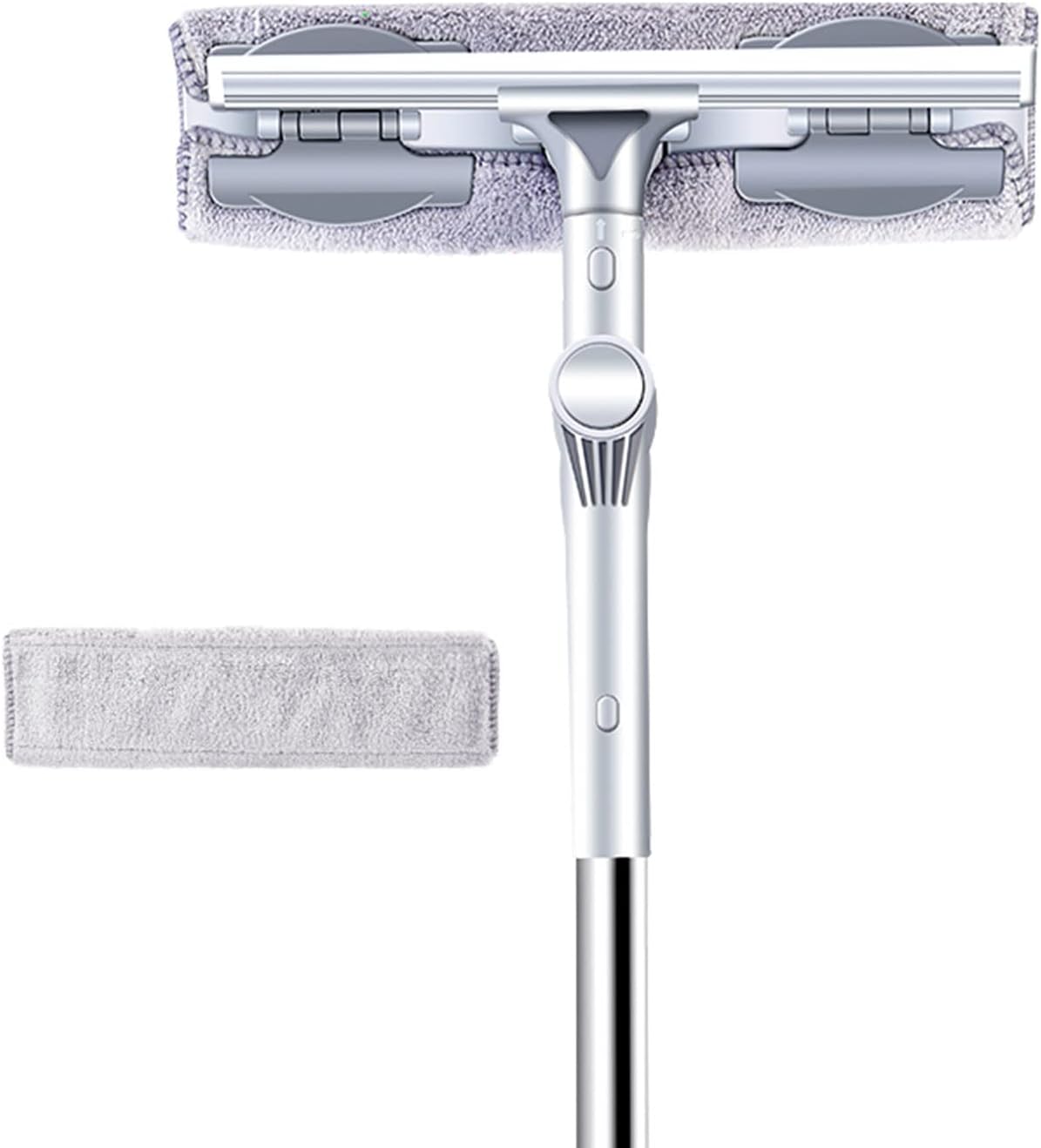 Magnetic Window Cleaner, Window Squeegee Cleaner 2 in 1 Window Cleaning Tool Car Windshield Cleaner Kit with Extension Pole Washing Equipment with Microfiber Cloth for Cleaning Indoor/Outdoor Window