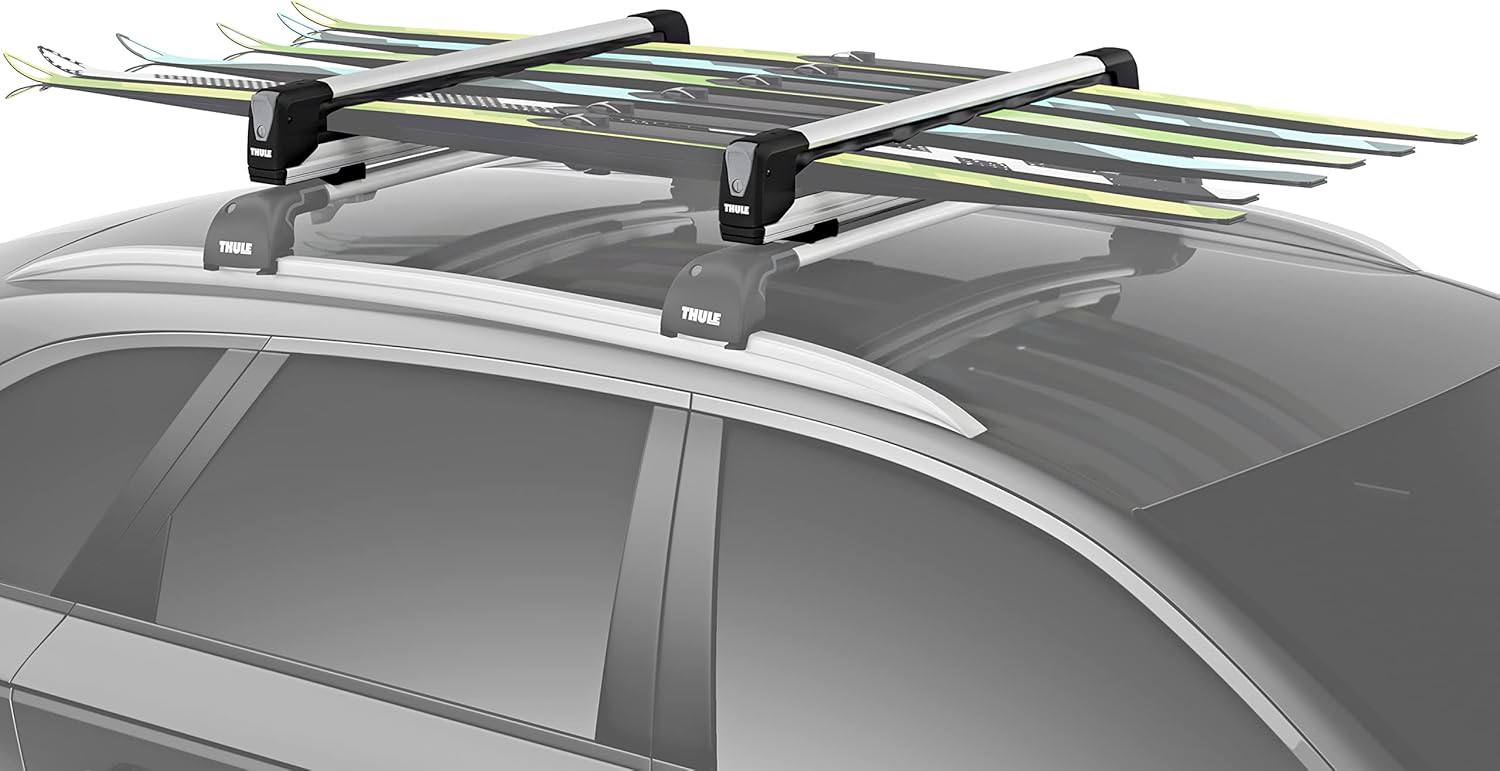Thule SnowPack Extender Ski/Snowboard Rack (6pr/4 Boards), Silver