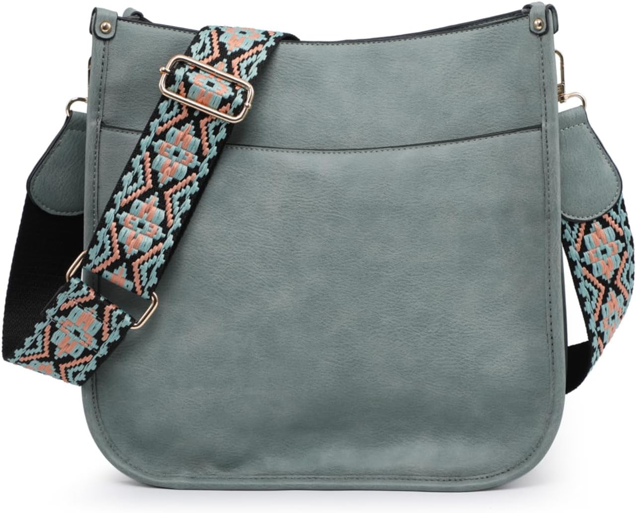 JEN & CO. Crossbody Bags for Women Trendy Vegan Leather Hobo Purses Shoulder Handbags with Wide Adjustable Guitar Strap