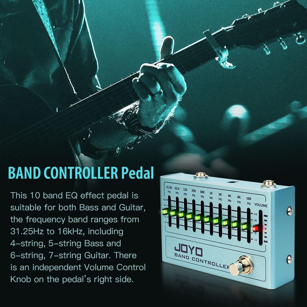 JOYO EQ Pedal 10 Band Equalizer (31.25Hz-16kHz) for Electric Guitar, Bass and Multi-string Guitars (R-12)