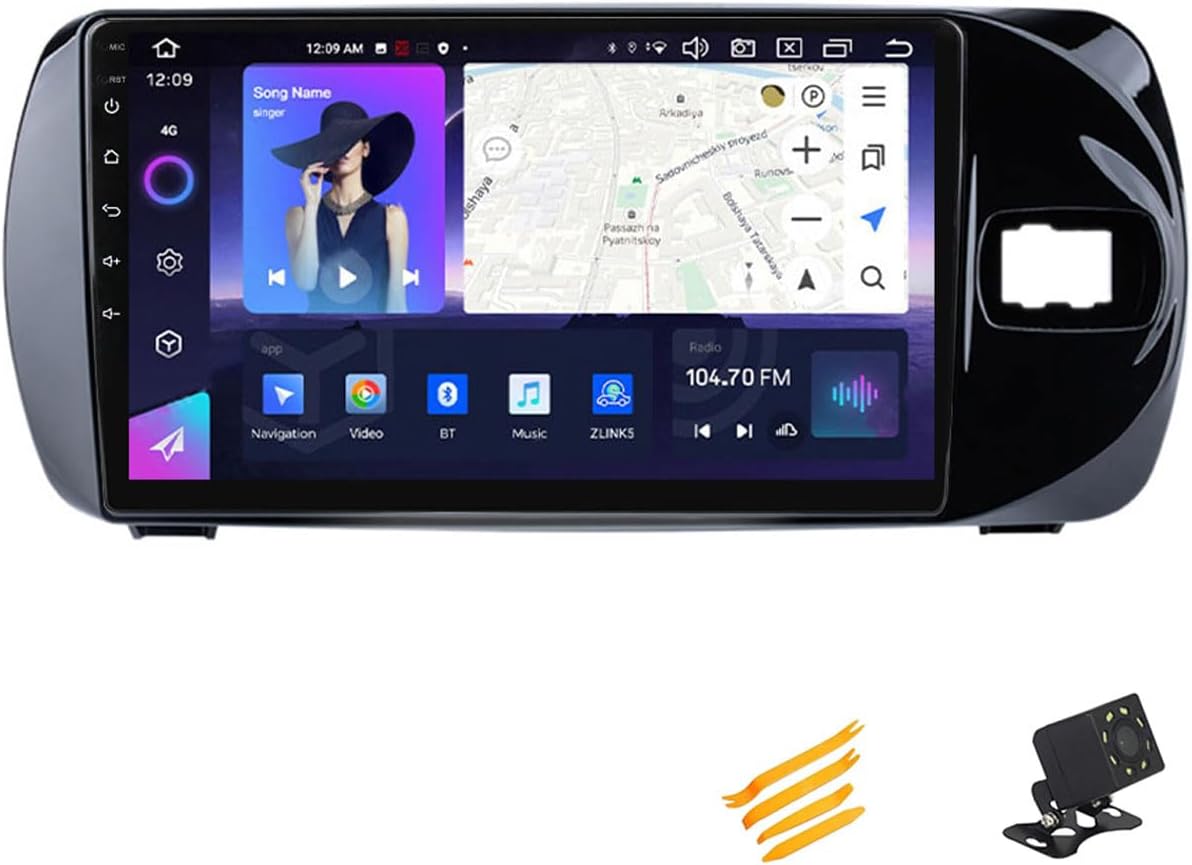 Android 13 Car Stereo QLED Display Compatible with Toyota Vitz 2016~2020 Touch Screen 9 Inch Car Radio with Car Play Bluetooth Navigation Android Car Radio FM RDS SWC,8 Core NF7 8G+256G