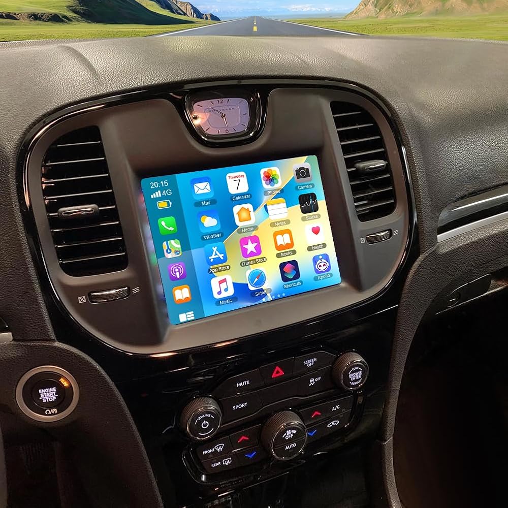 Android 14 Car Stereo for Chrysler 300C 2015-2021,8.4 Inch Double Din Car Radio with Carplay & Android Auto, in-Dash Navigation Radio with BT Mirror Link WiFi FM Radio & Backup Camera-4+64G