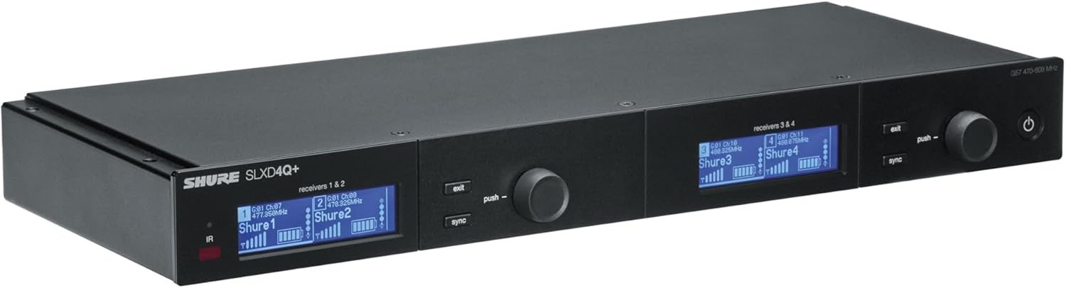 Shure SLX-D Digital Wireless Quad Receiver - 24-Bit Audio, 138MHz Wide Tuning Range, Space-Saving Design for 4 Channels (SLXD4Q+=-G57)
