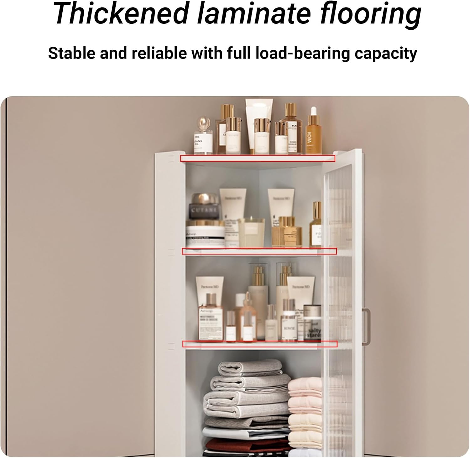 2/3 Tier Corner Spice Rack for Kitchen,Small Corner Medicine Cabinet with Glass Door,Wall-Mounted Makeup Organizer，Wall Mount Bathroom Cabinets(White-A,25x25x59cm/9.8x9.8x23.2in)