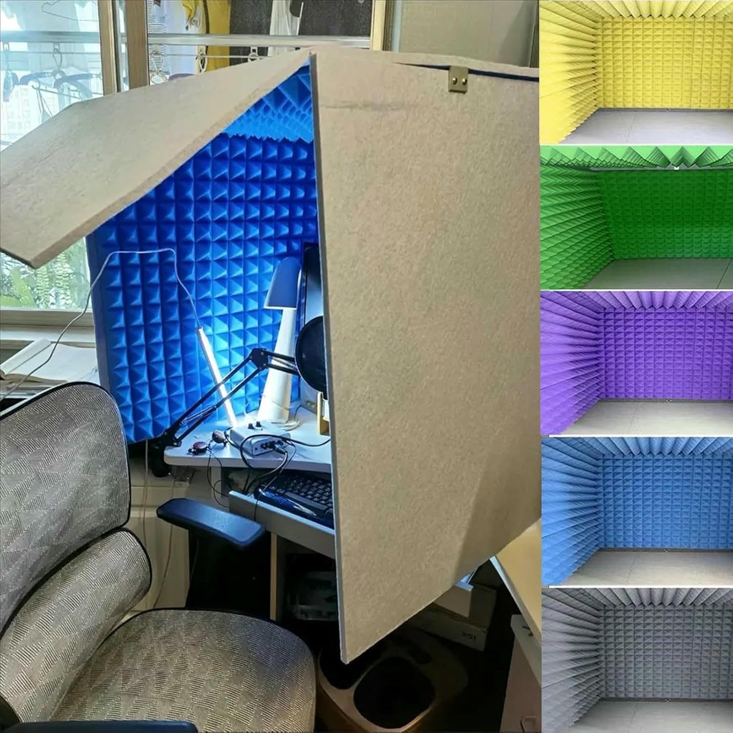 Microphone Isolation Screen Recording Booth Soundproof Sound 80x80x80cm Vocal Booth Foam Shield Acoustic for Recording Equipment Studio