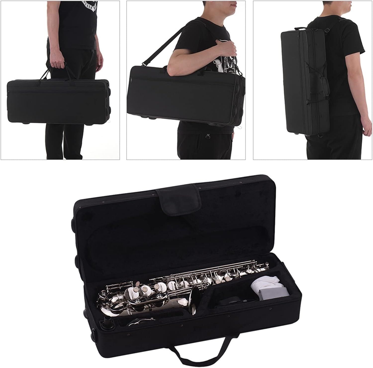 Sax Beginners Kit EB Alto Saxophone Kit Brass Gold Sax 802 Key Type with Padded Carry Case Gloves Cleaning Cloth Brush Sax Straps Wind Instrument (Color : 82Z Key type1)