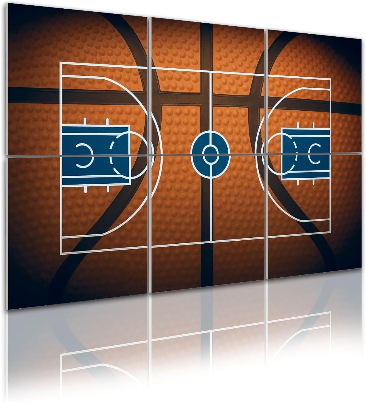 6 Pack Art Acoustic Panels Self Adhesive basketball court detail orange basketball Decorative Soundproof Wall Panels Sound Absorbing Panel 48