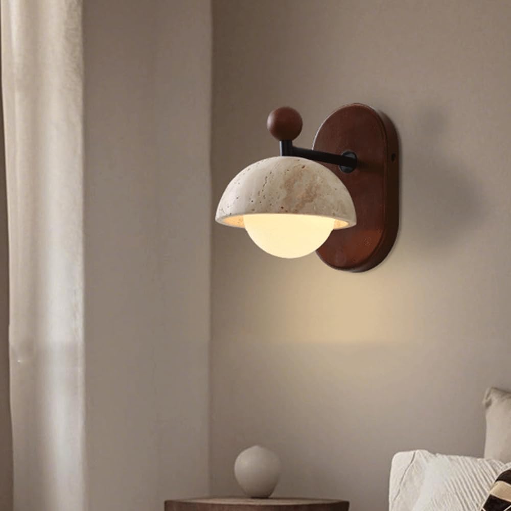 Bedroom Corner Wall Sconce,French Retro Style,Natural Yellow Travertine,LED Hardwired Wall Lighting Fixture, Stable Lighting Wall Mount Lamp,for,Restaurant,Office,Folk House,Inn,Bar,etc,Ligh