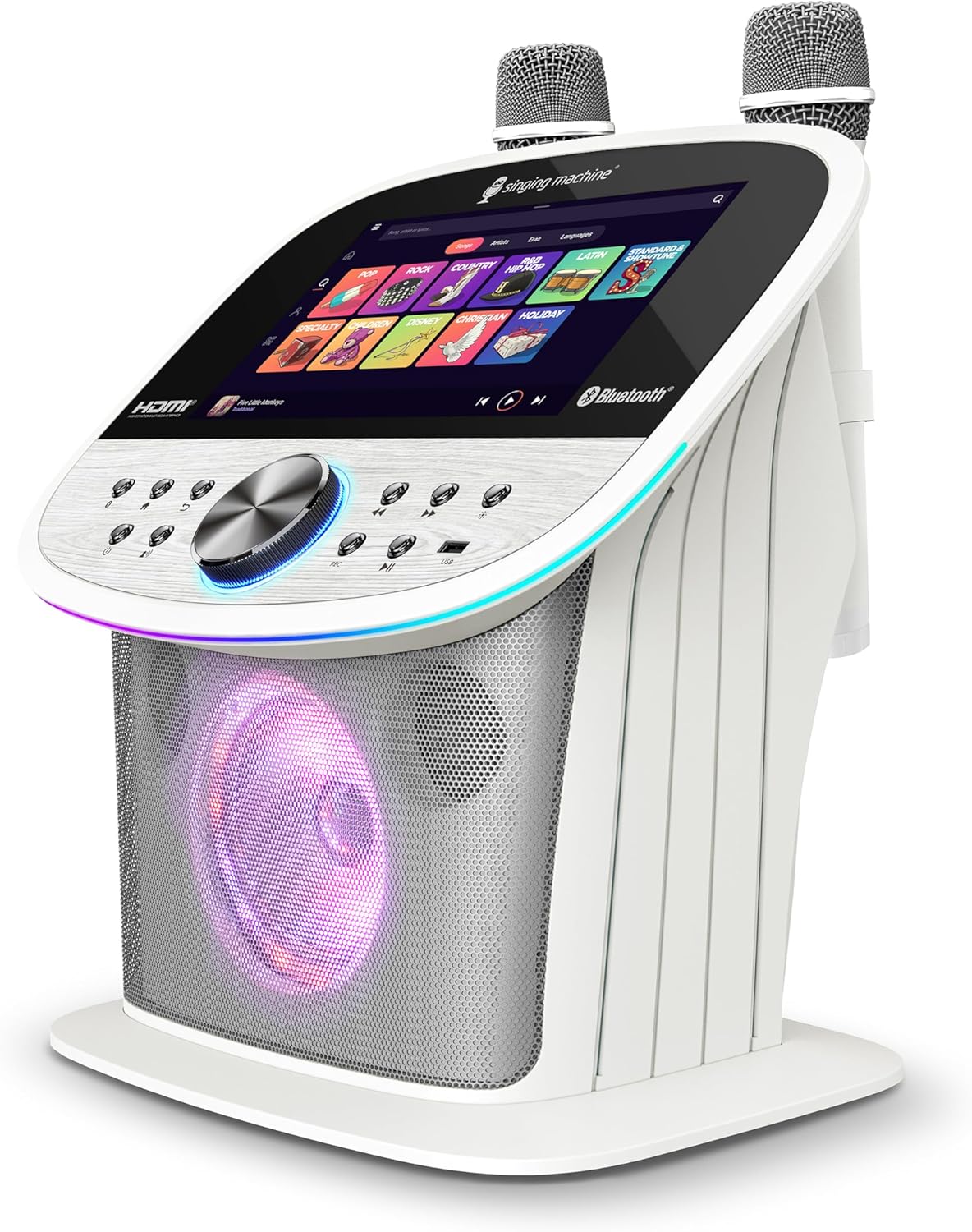 Singing Machine Platinum Plus – Wi-Fi Karaoke Machine for Adults & Kids with 2 Wireless Microphones, Bluetooth Party Speaker, Voice Effects, YouTube & Spotify Streaming – The Ultimate Party System