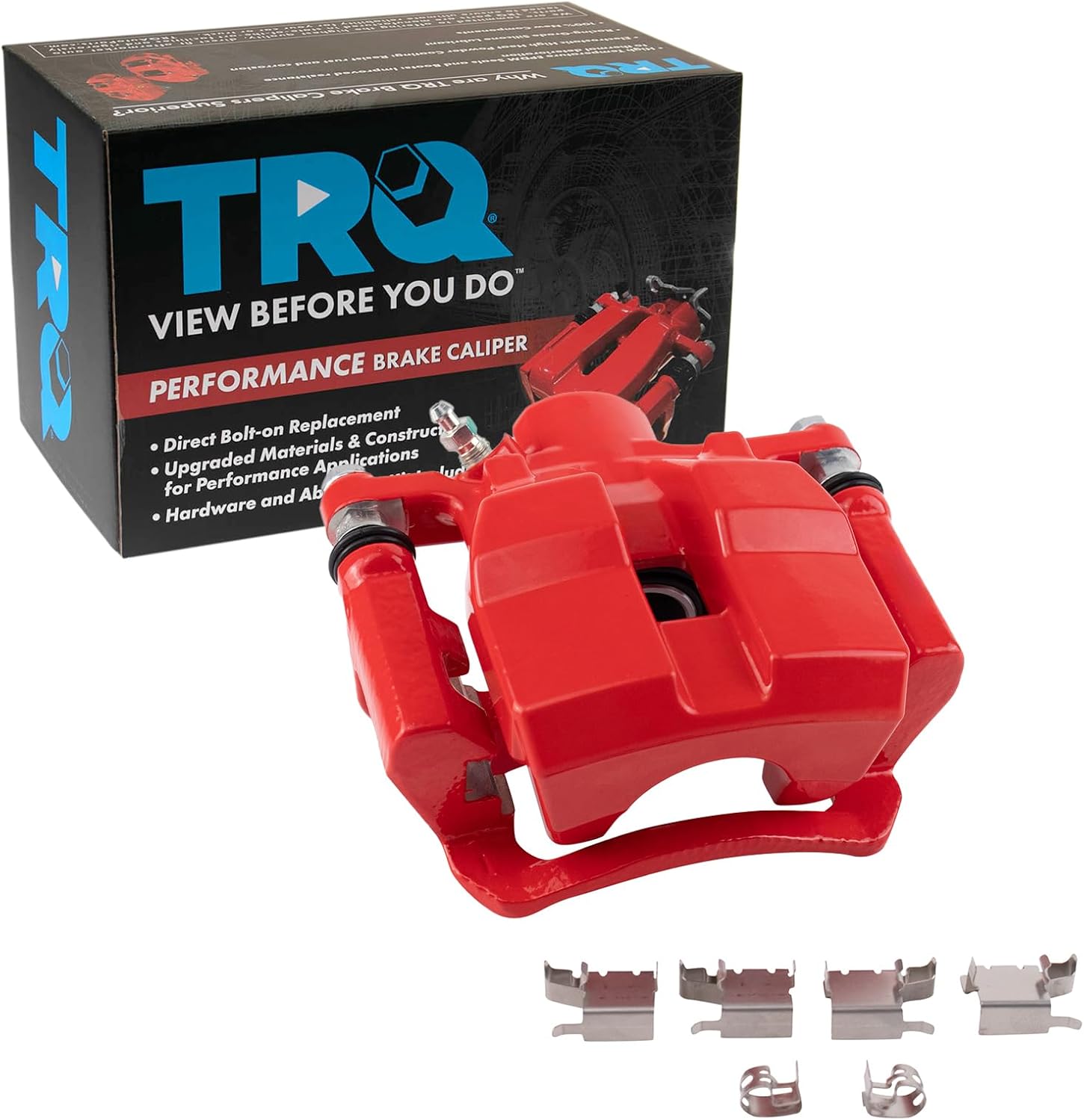 TRQ Rear Right Brake Caliper w/Bracket Performance Red Passenger Side Compatible with 2010-2015 Lexus RX350 2012-2015 RX450h 2014-2019 Toyota Highlander 2011-2020 Sienna