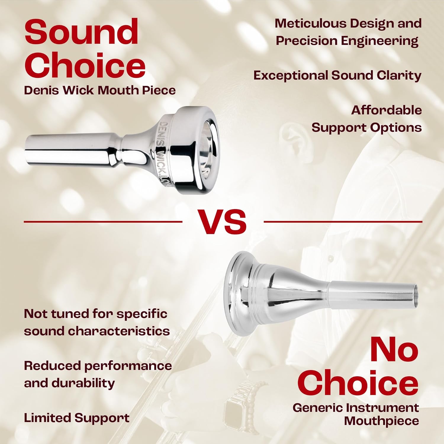 Denis Wick Classic Flugelhorn Mouthpiece Silver Plated, 5884-2FL - Open Backbore for Balanced Airflow & Tone - Large Shank Flugelhorn Accessories for Easy Articulation 17 x 4.92 x 4.6mm