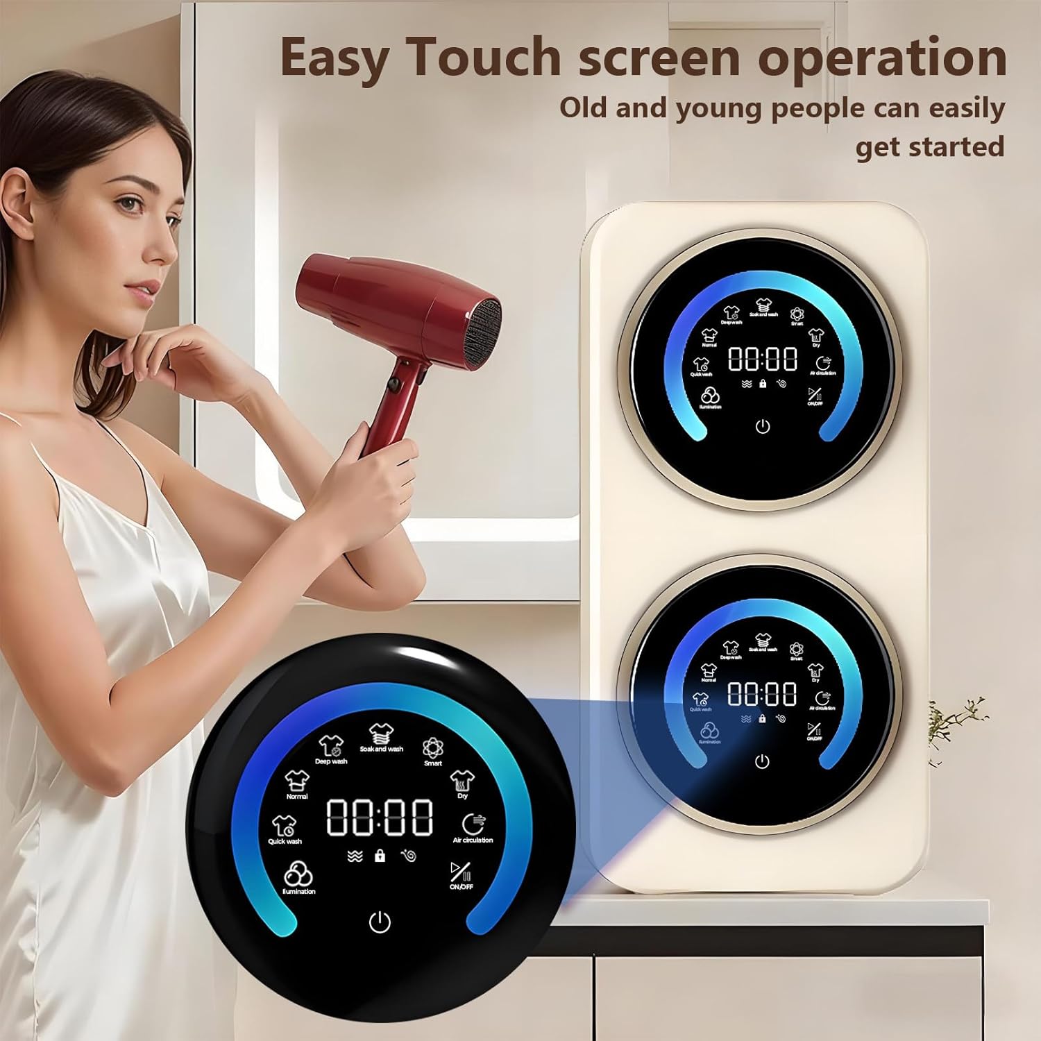 BANGBANGJI Portable Clothes Washing Machines, Mini Washing Machine with 3.5Lx2 Twin Tub, LED Display, Stainless Steel Drum for Underwear, Socks, Baby Clothes Desktop