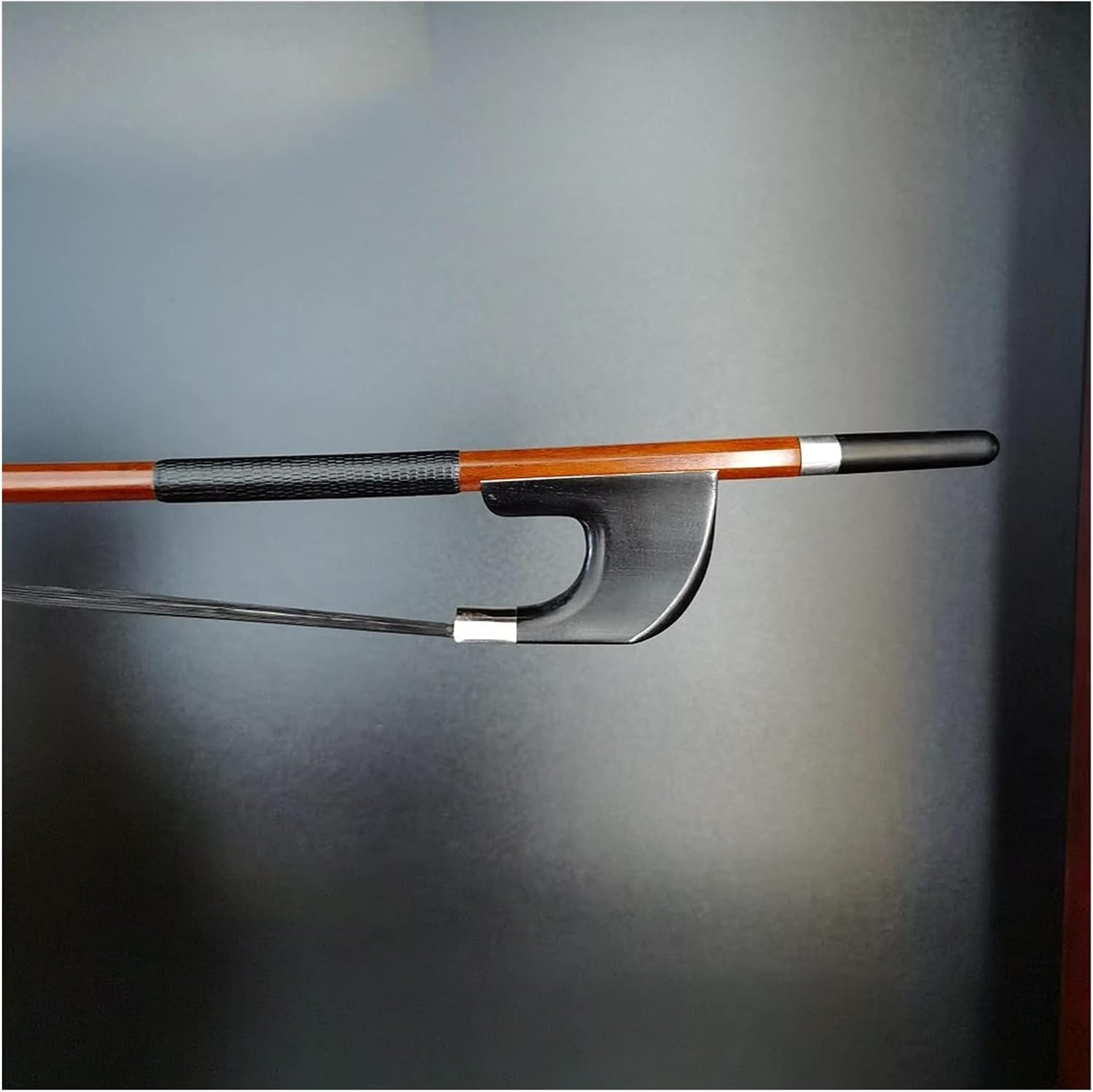 TSTS 4/4 Size Bass Bow Brazil Wood Round Stick Nickel Silver Parts Full Size Violin Bow