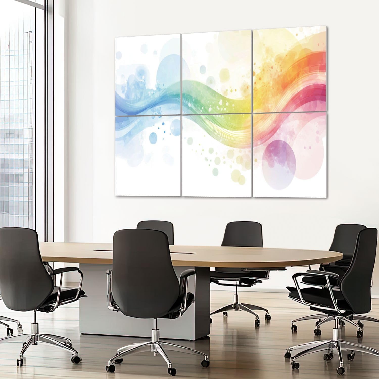 6 Pack Art Acoustic Panels Sound Absorbing Colorful Abstract Rainbow Colors Vintage Watercolor Graffiti Waves Decorative Soundproof Wall Panels Self Adhesive for Recording Studios Office 72