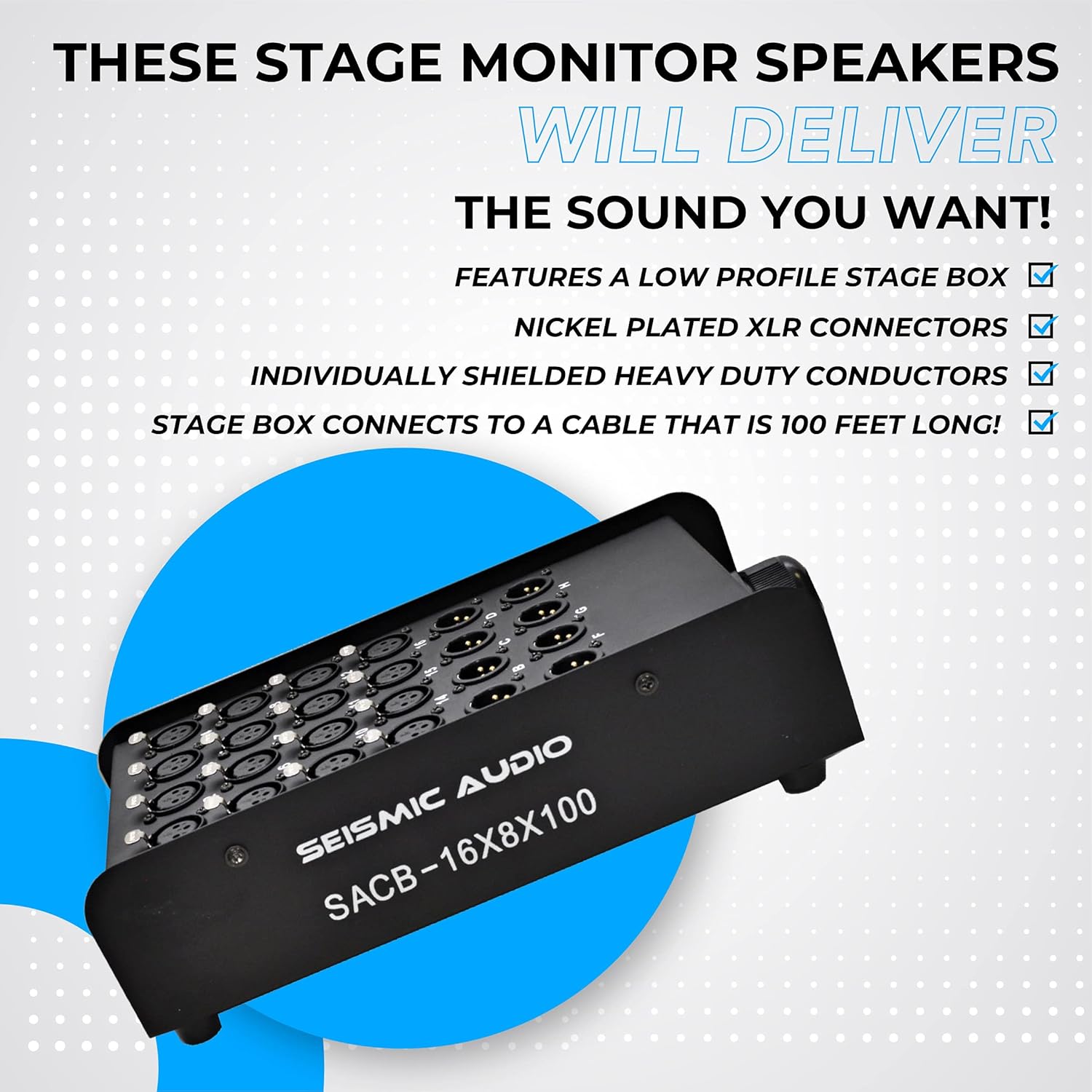 Seismic Audio Speakers 16 Channel Low Profile XLR Send Circuit Board Snake Cable, XLR Splitter Cable, 100 Feet