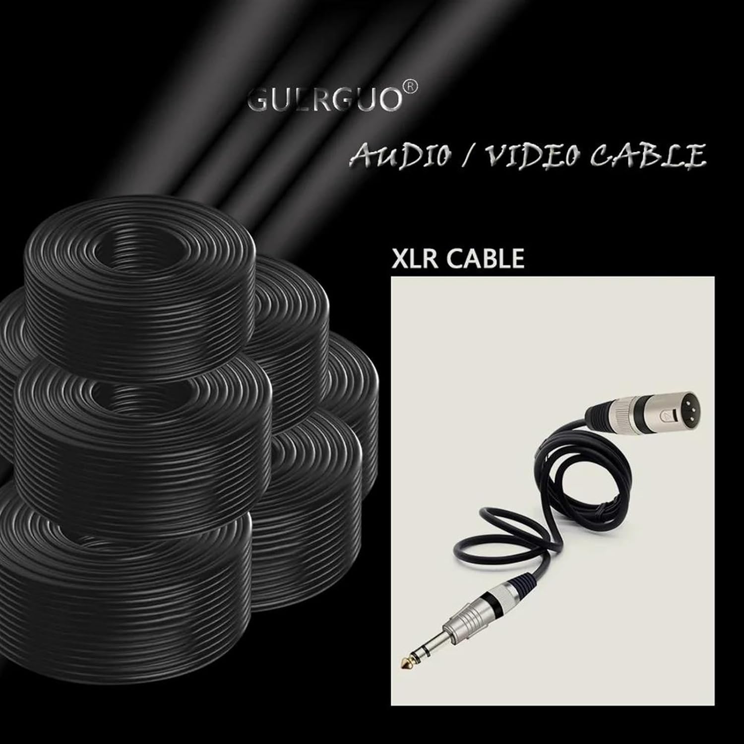 Guitar Audio Cable Mic Cord Stereo 6.35mm 6.5mm Male to 3Pin Male 6.3mm 1/4'' to Microphone Cable for Speaker Guitar Amplifier AMP(Black,15m)