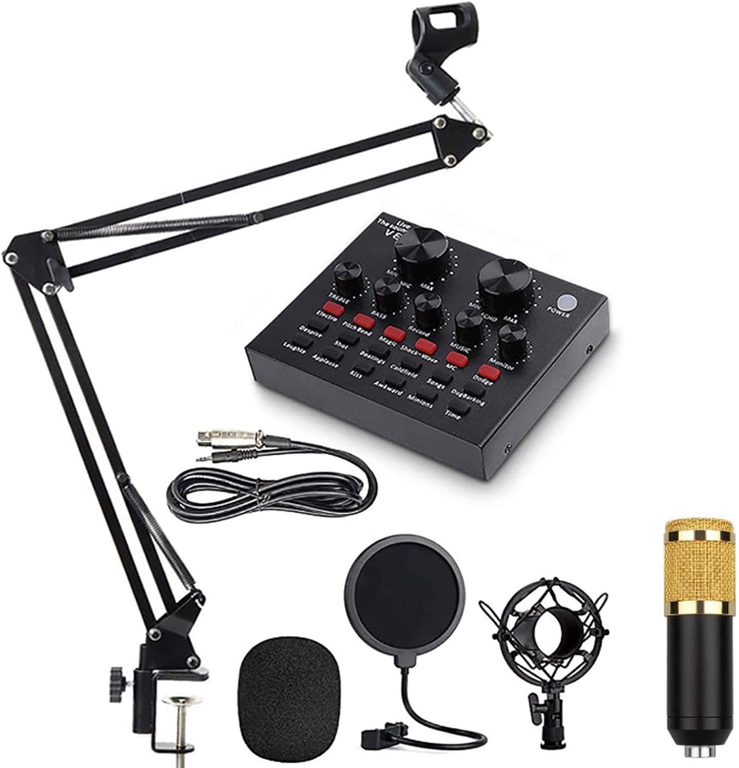 USB Microphone Set,Adjustable Mic Suspension Scissor Arm,Condenser Microphone Bundle,BM800 Sound Card Set,for Music Recording Audio Recording Live Streaming