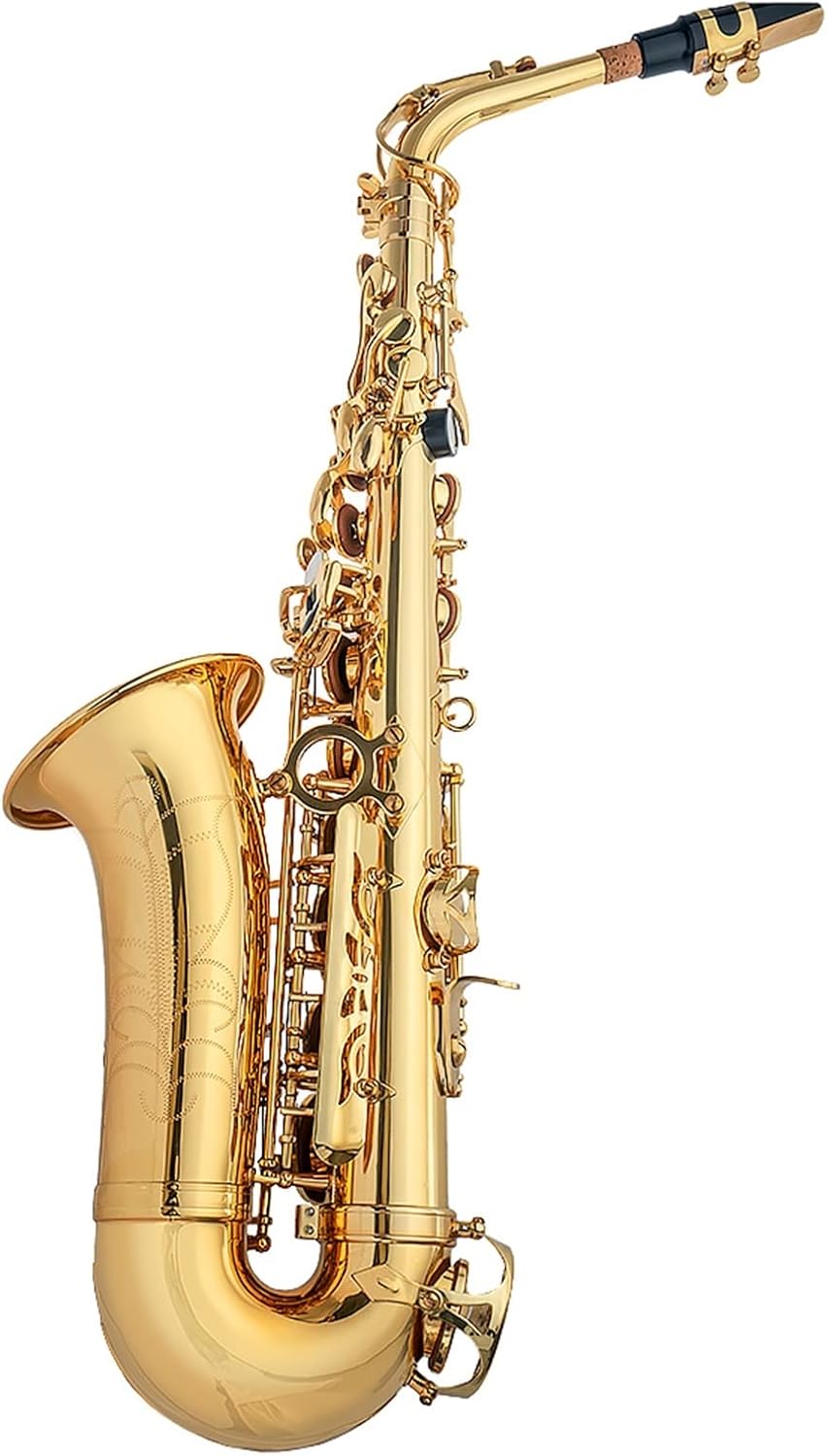 Sax Beginners Kit New Alto EB Tune Saxophone Brass Gold Lacquer Sax with Case Mouthpiece 2. 5 Alto Saxophone Reeds Cork Strap Brush Gloves Case Wind Instrument