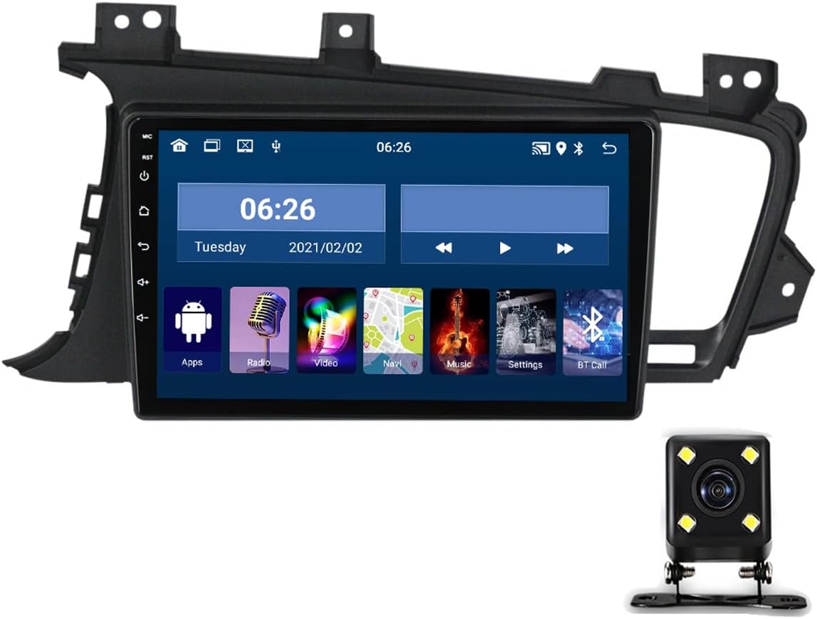 Double Din Car Stereo 9 Inch Car Audio Bluetooth Radio in-Dash Navigation Player for KIA Optima 2011-2014 Sat GPS Nav with Backup Camera/Carplay/4G/Wifi/SWC/FM/RDS