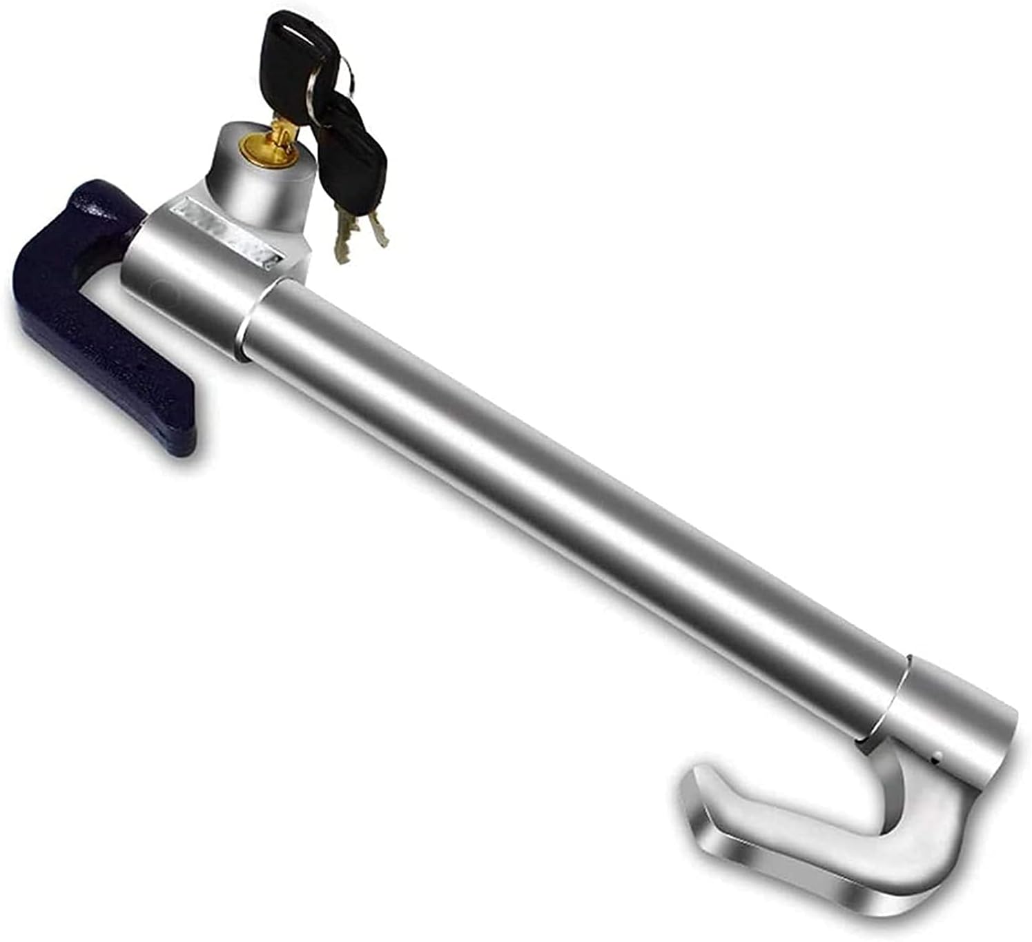 KouRy Universal Steering Wheel Brake Lock with Adjustable Length, Double Protection Extendable Steering Wheel and Clutch Brake Lock, High Security (Silver)