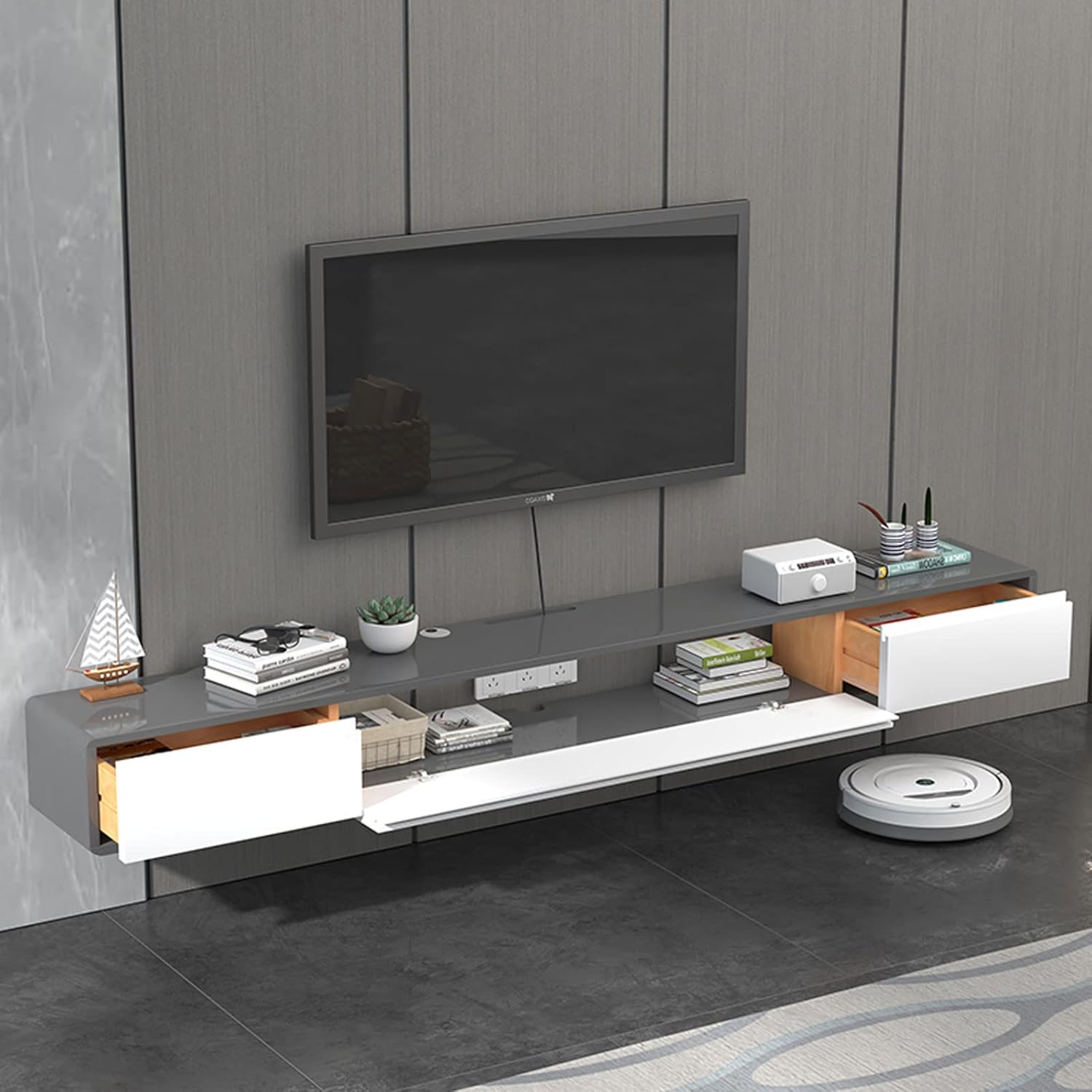 Wall Shelf Floating Shelf Wall Mounted TV Cabinet Set-top Box Router Sky Box CD DVD Photo Jewellery Storage Cabinet TV Stands Multimedia Console Display Shelf Wall Mount Corner Shelves Home Decor