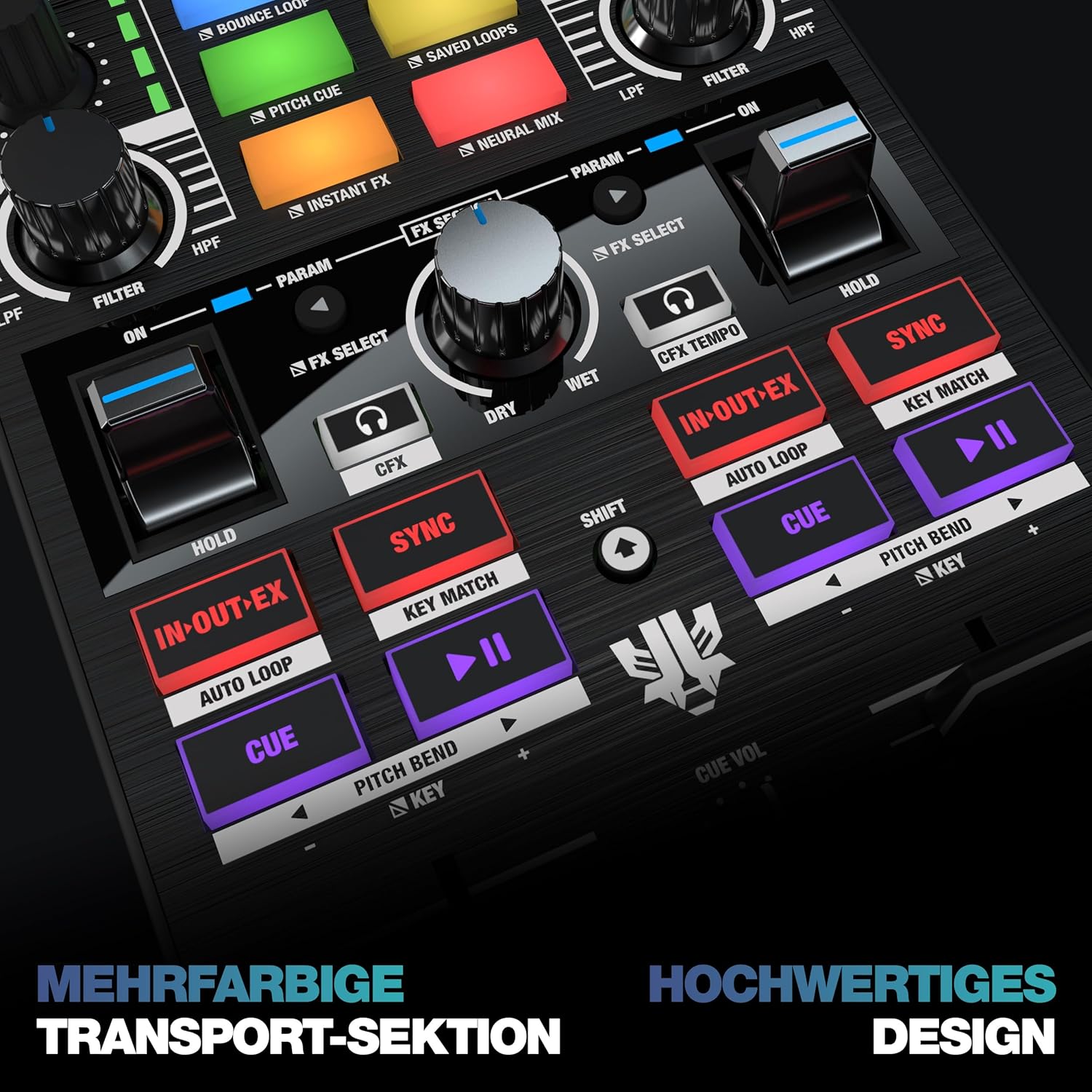 Reloop Mixtour Pro High-quality, ultra-portable, all-in-one four-deck DJ controller with audio interface