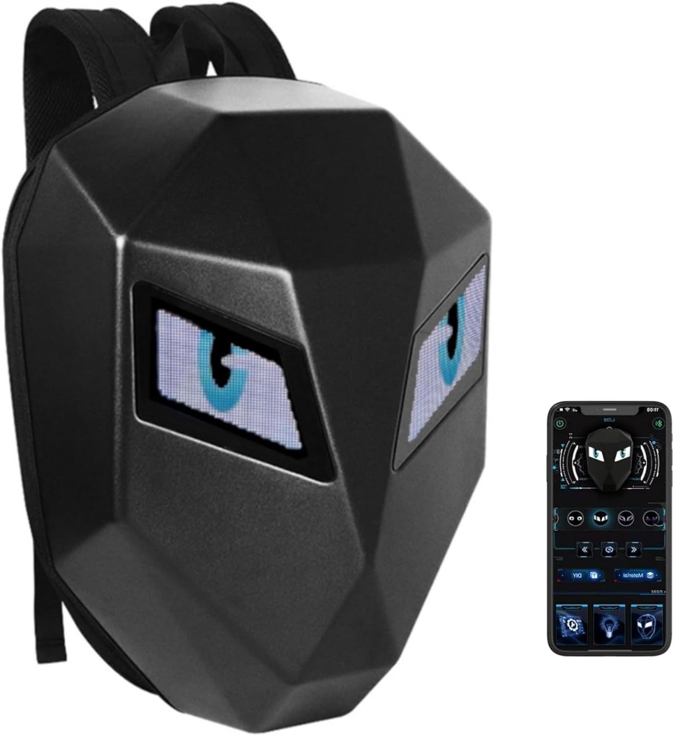 Hard Shell led Backpack, Motorcycle Helmet Backpack, 3D Programmable Full Color Screen Riding Backpack, Mochila para Motociclista De Hombre