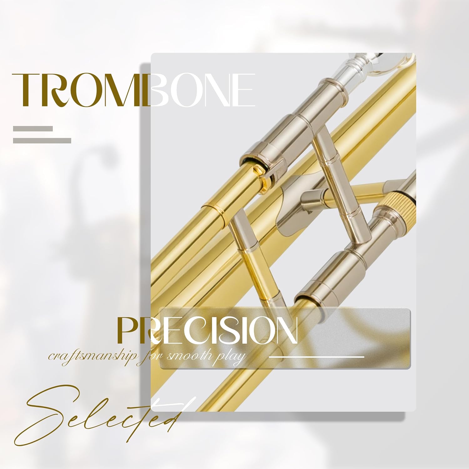 AKLOT Classic Bb Tenor Trombone: Entry-Level B Flat Brass Instruments with Hand-Hammered Bell, Anti-Tarnish Gold Lacquer Finish, Ideal for Beginner, Includes Hard Case, Mouthpiece, Gloves, Cloth