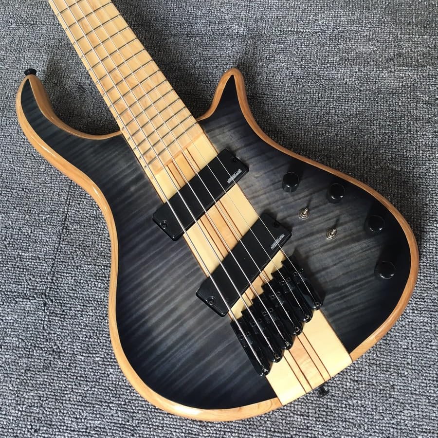 Custom 6-String Electric Bass with Amplification Line and Active Pickup - Perfect for Bassists Seeking a and High- Instrument for Personalized Performance