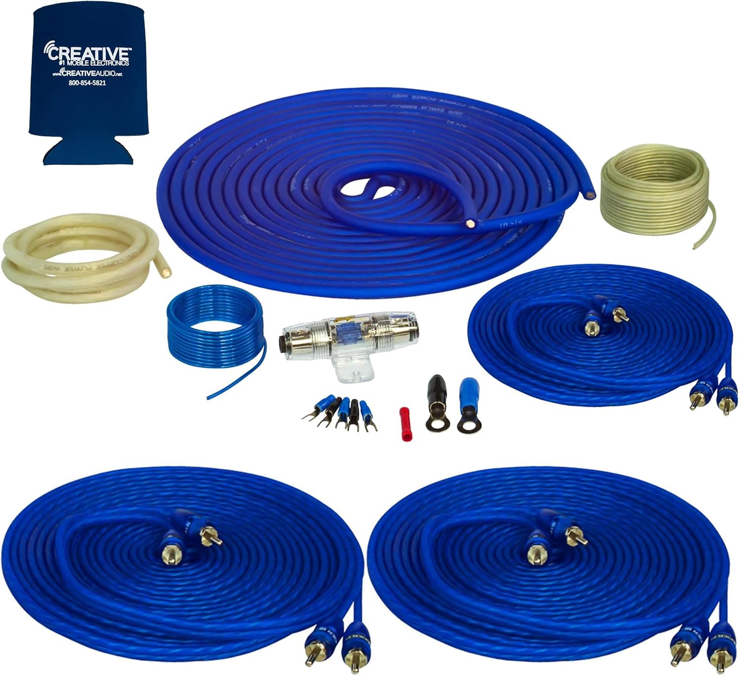 STINGER Stinger SS1200XS 4GA Copper 1200W Complete Amplifier Wiring Kit with 2 Stinger SSRCB17 17 Foot RCA 4 AWG