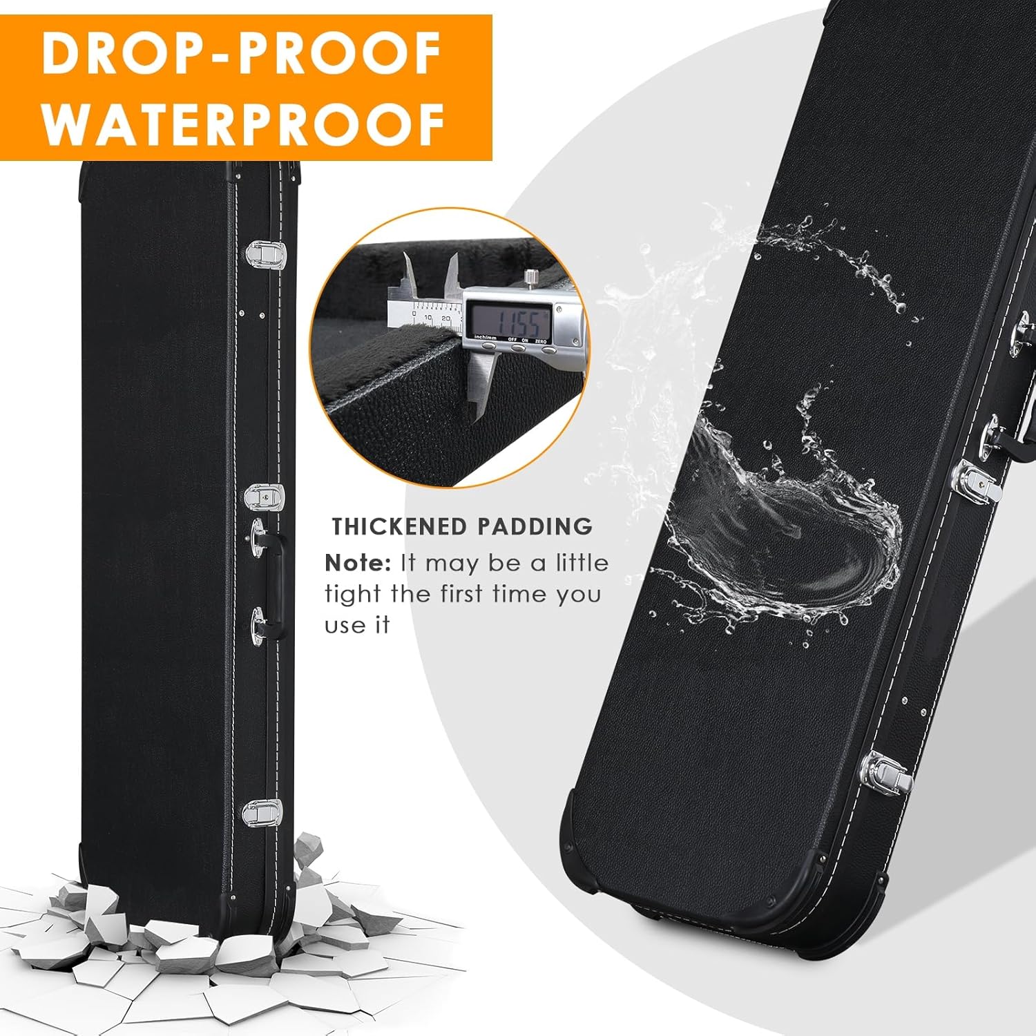 Ktaxon Electric Guitar Hard Case, Rectangle Wooden Standard 39-Inch Electric Guitars Hard-Shell Protective Carrying Case for KST/KTL/170 Model with Lock Latch Padding (Black)