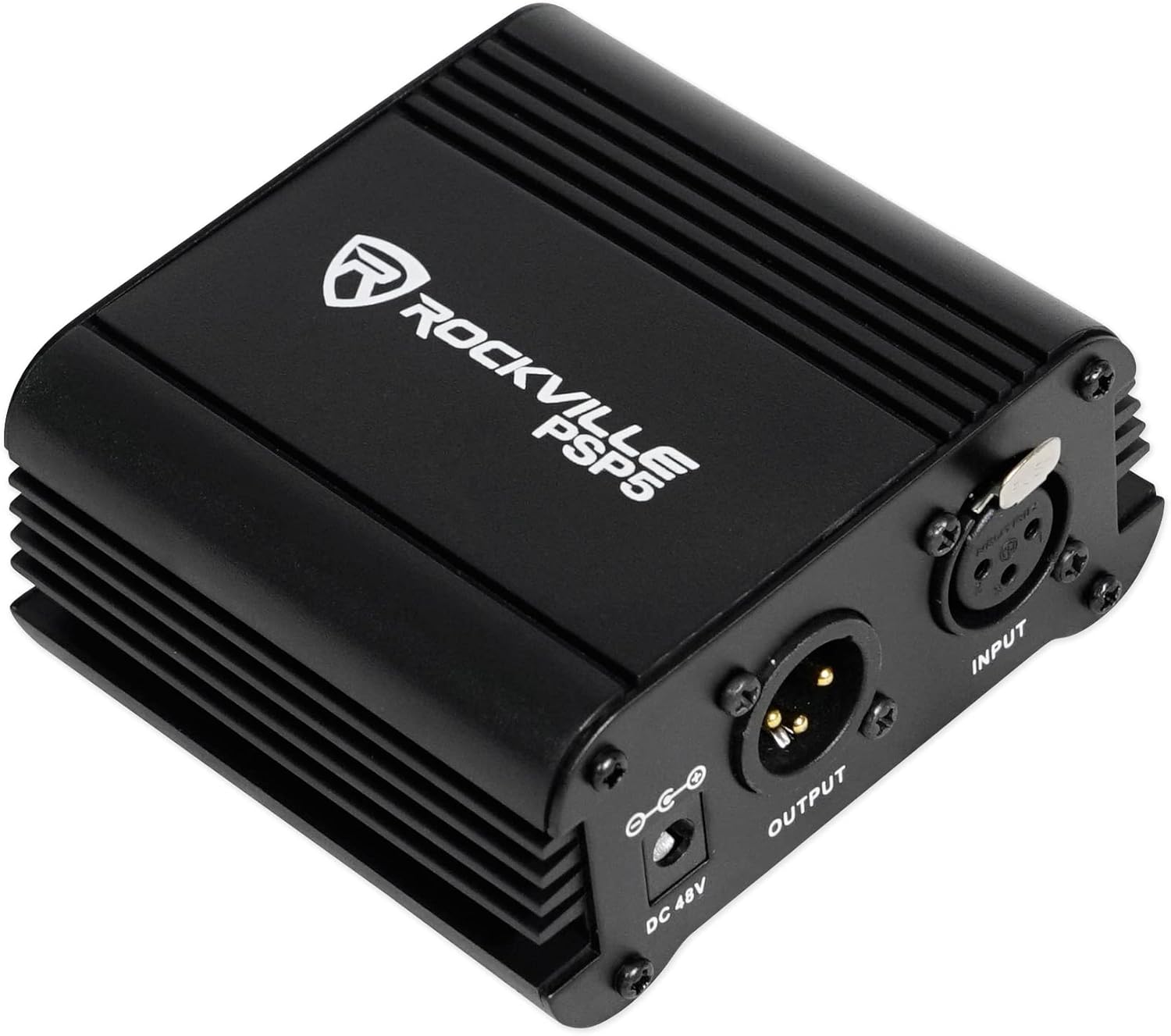 Rockville RCM02 Bundle: Pro Studio Recording Condenser Microphone with Metal Shock Mount, PSP5 Universal 48V Phantom Power Supply Box for Condenser Mics, 2-Items