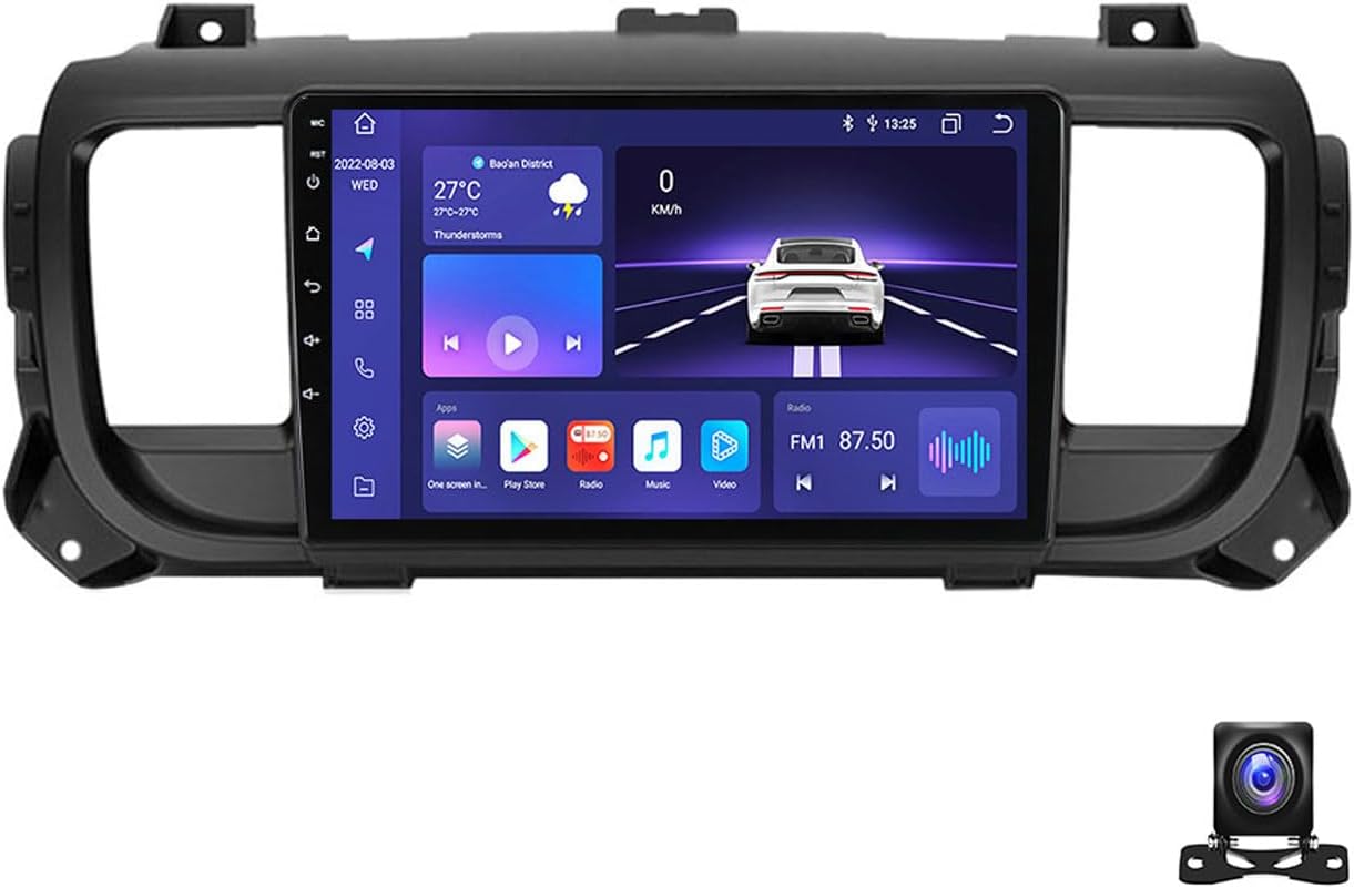 9 Inch Touch Screen Car Stereo with Navigation Compatible with Citroen Jumpy 2016~2021 Android Car Radio Compatible with Carplay Android Auto Radio FM RDS DSP SWC 4G,M800S 8G+256G