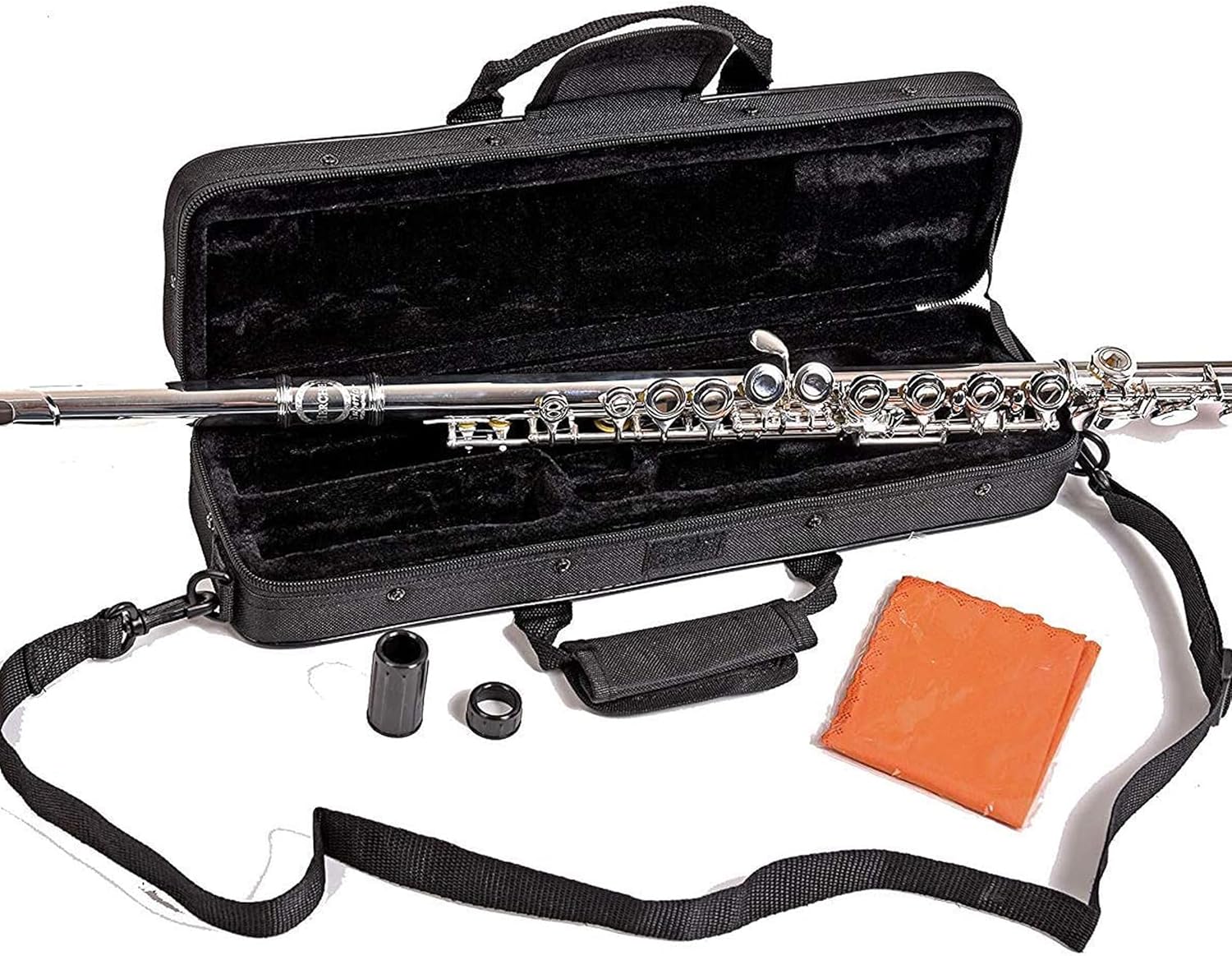 Flute Herche Superior Flute M2 Upgraded! | Professional Grade Musical Instruments for All Levels | SOLID NICKEL-SILVER | Complete Set, Shoulder Carry Case, Cleaning Rod, Tenon protectors, Service Plan