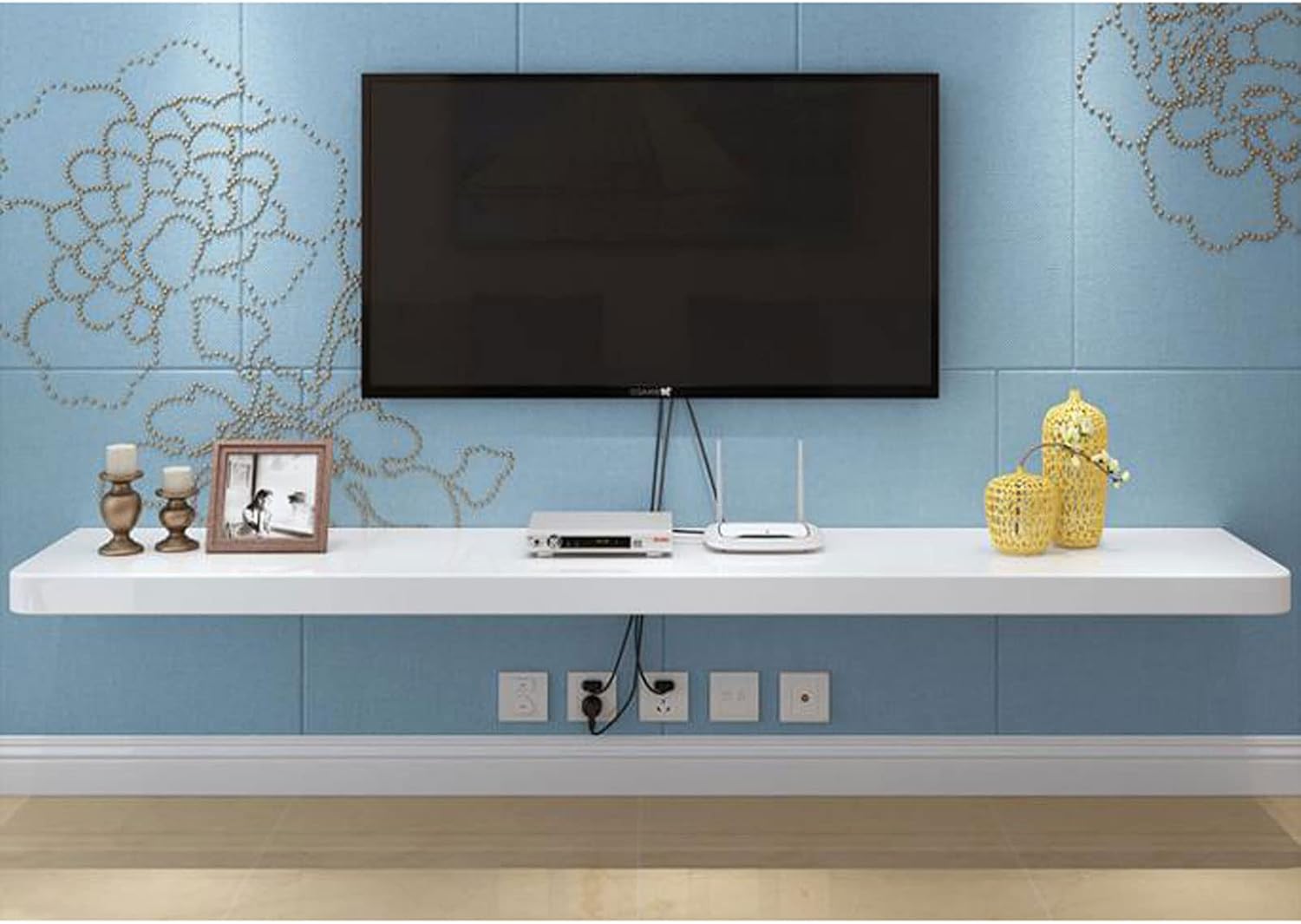 Wall Shelf Floating Shelf Wall mounted TV Shelf Entertainment Unit TV Stand TV Console Set top box Router DVD projector Toys Gaming Shelf TV board BookShelf Wall Mount Corner Shelves Wall Unit Decor