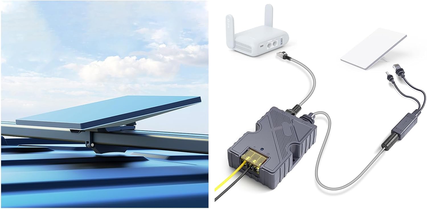 XLTTYWL Product Image Starlink Mini Mount, 0.47''-1.89'' Anti-Theft Mini Starlink Roof Rack Mount with 12V Conversion Kit for Accessories Starlink Mini Dishy