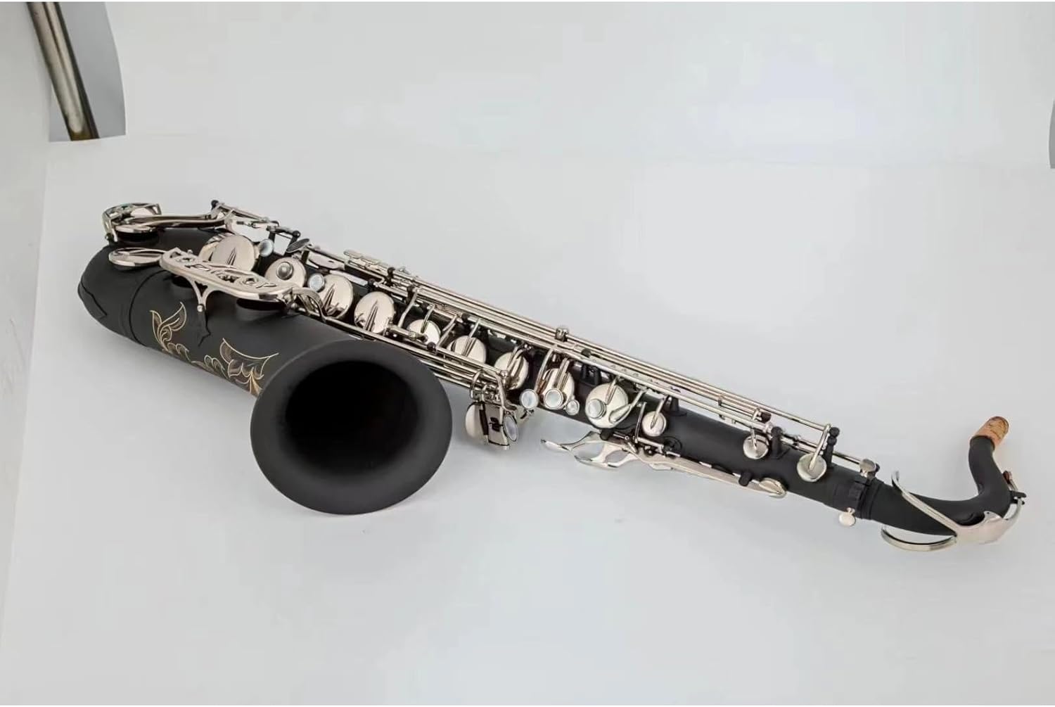 Beginner saxophone Tenor Saxophone Bb Tune Black Matte Nickel Plating Woodwind Instrument With Case Accessories (Color : Leather bag)