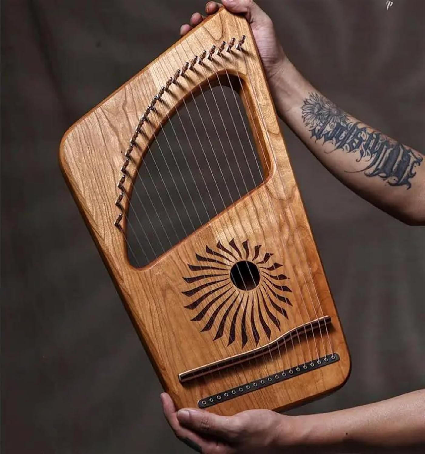 Lyre Harp Set 19 Tones Lyre Beginner Adult Practice Portable Wooden Harp String Musical Instrument