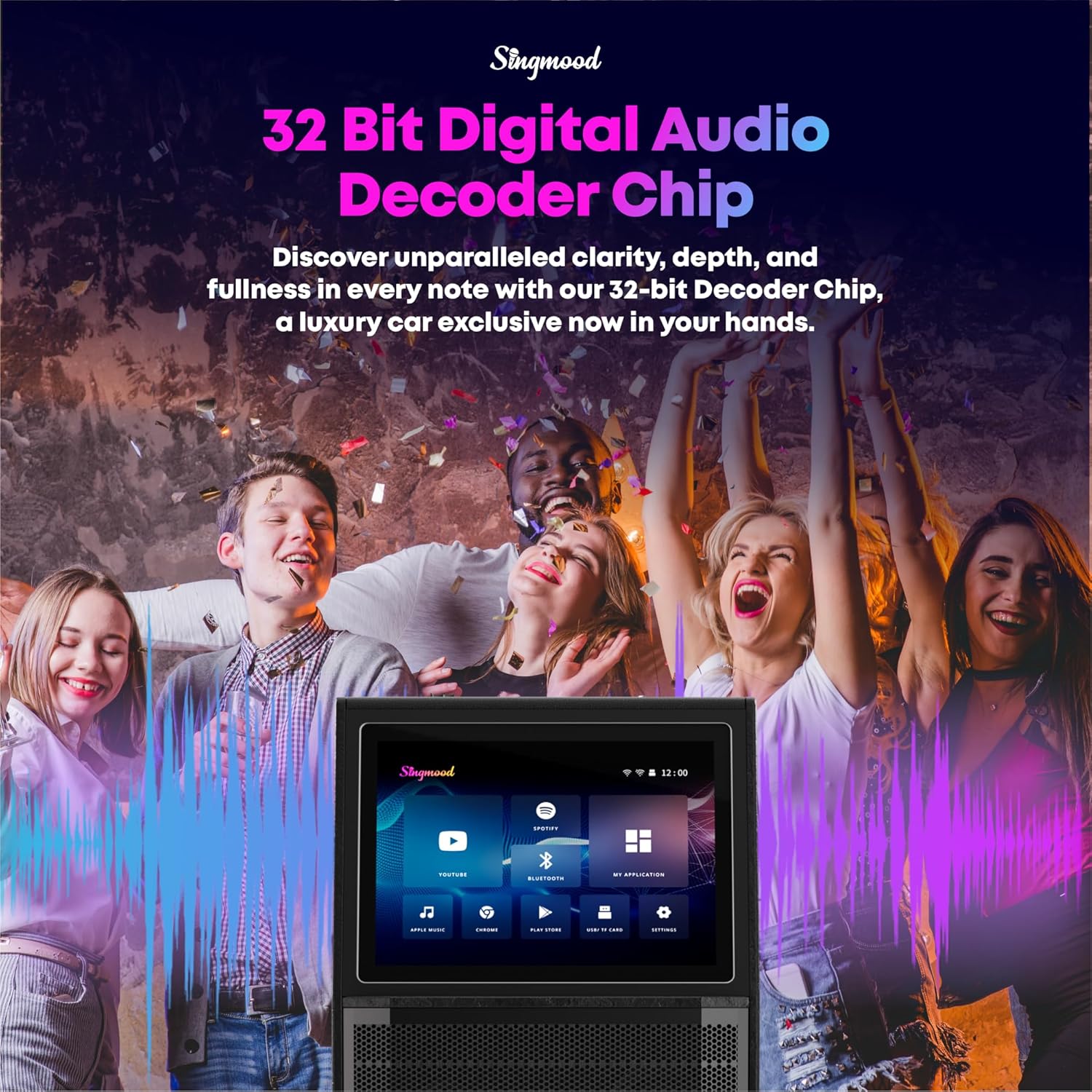 Karaoke Machine for Adults, with Lyrics Display, Smart Portable Big Bluetooth Speaker 2 Wireless Microphones, Professional Karaoke System 1000W Peak Power Big Bluetooth DJ Light