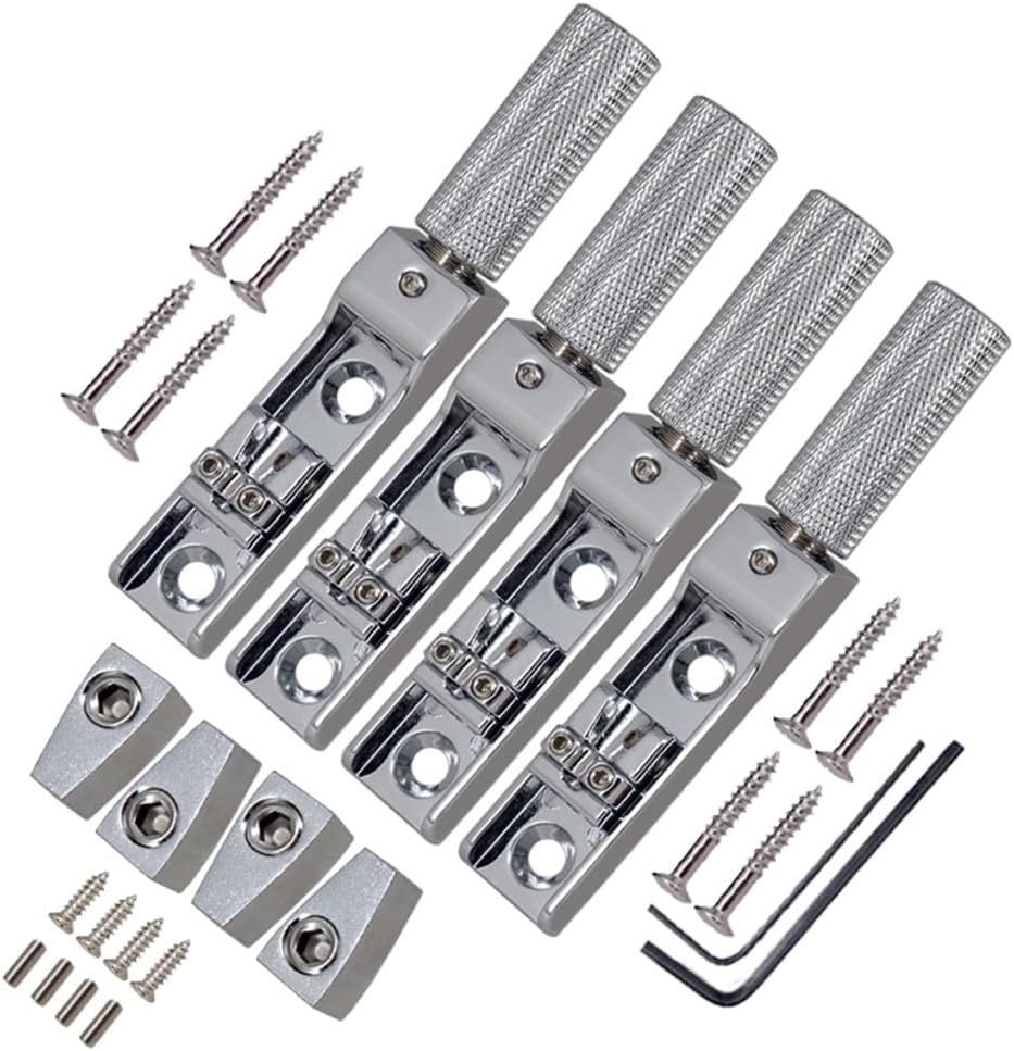 4/5/6 String Bass Headless Bridge Set Fixed Single String Bridge for Electric Bass Guitar Parts Accessories Zinc Alloy Silver with Installation Tools(Black 5PCS)