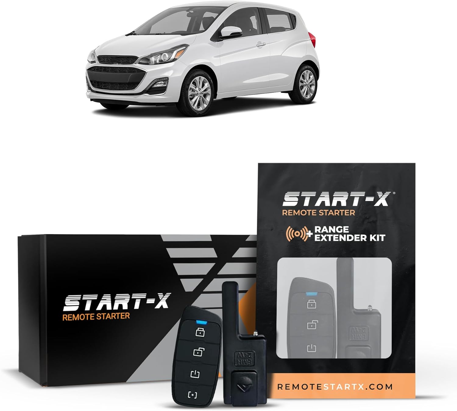 Start-X Remote Starter Kit + 3000ft 2 Way Range Extender for Spark (2012, 2013, 2014, 2015, 2016, 2017, 2018, 2019, 2020, 2021, 2022) Vehicles with Key Ignition