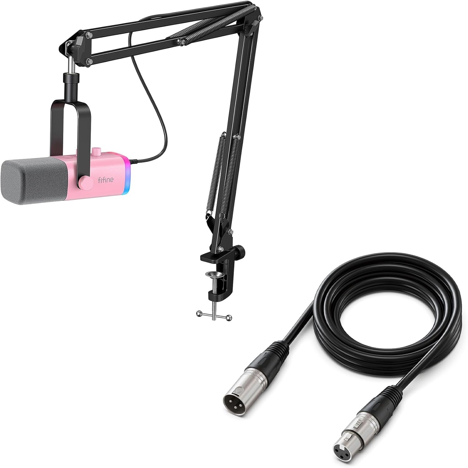 FIFINE Gaming Microphone and XLR Cable,PC Dynamic Mic Kit for Vocal,Microphone Audio Cable,Compatible with Mixer Audio Interface for Recording Podcast Streaming(AM8TP+L9)