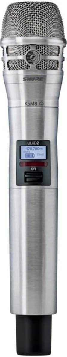 Shure ULXD2/K8N Handheld Transmitter with KSM8 Brushed Nickel Vocal Mic Capsule - for use with ULX-D Digital Wireless Microphone Systems, Receiver Sold Separately | G50 Band (ULXD2/K8N=-G50)